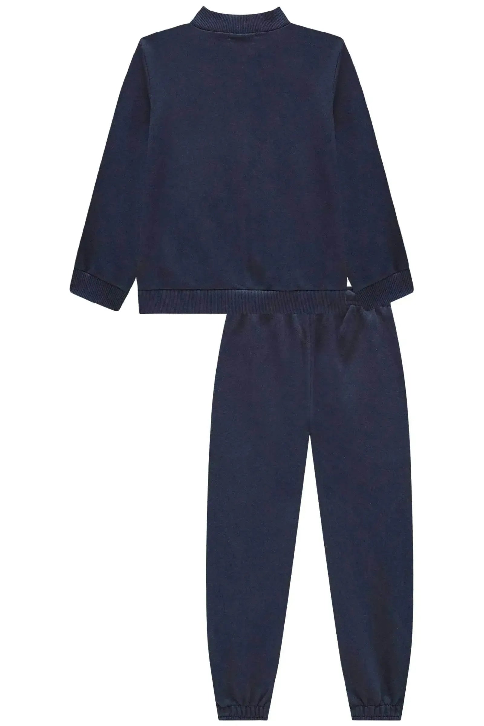 Conjunto de Jaqueta e Calça em Moletom sem Pelúcia com Detalhe em Nylon 89476 LucBoo Infantil Menino