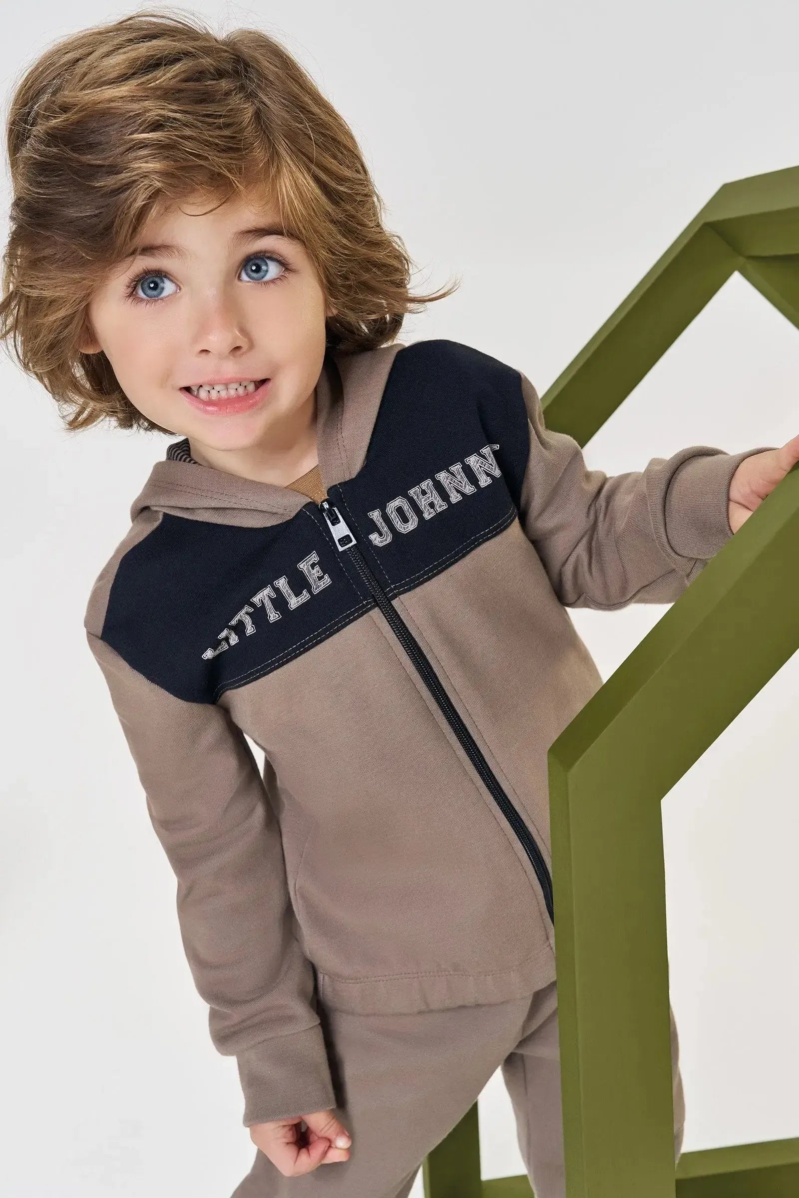 Conjunto de Jaqueta e Calça Jogger em Moletom sem Pelúcia 92358 Johnny Fox Bebê Menino