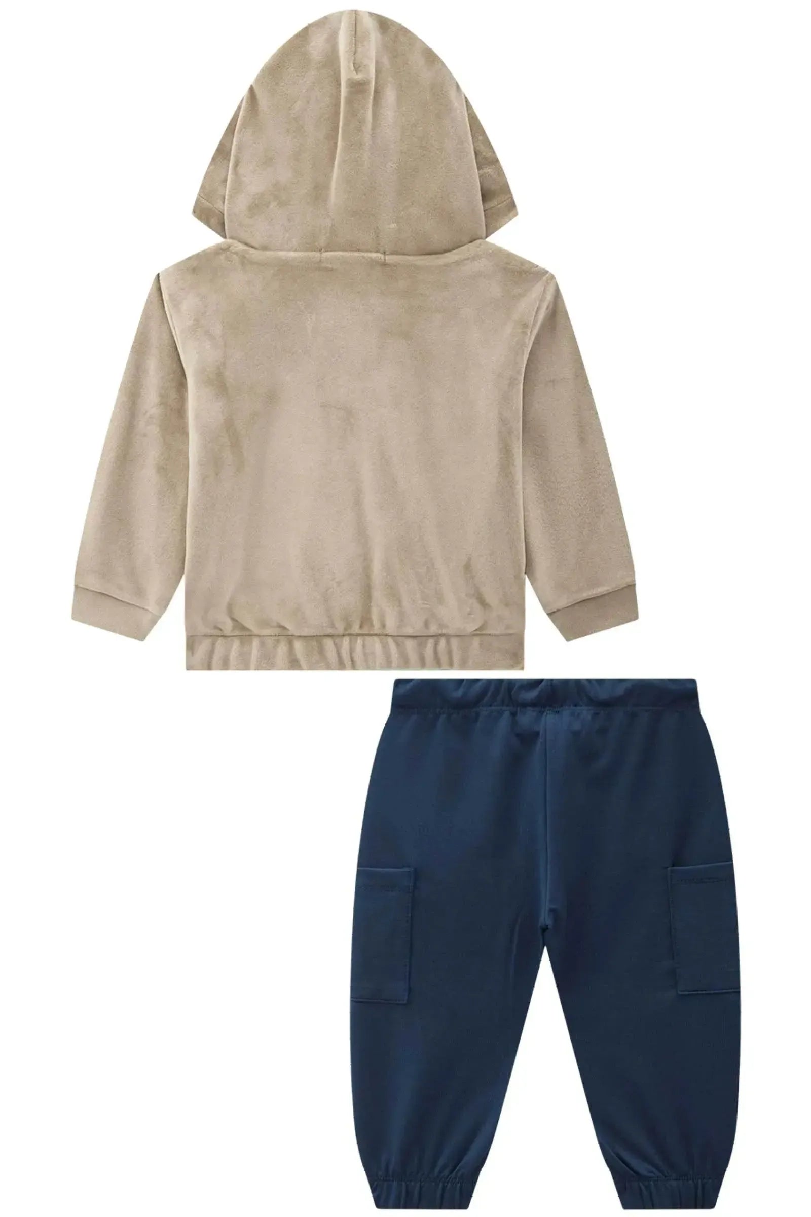 Conjunto de Jaqueta em Soft Plush com Elastano e Calça Jogger em Termoskin Peluciado 89877 LucBoo Bebê Menino