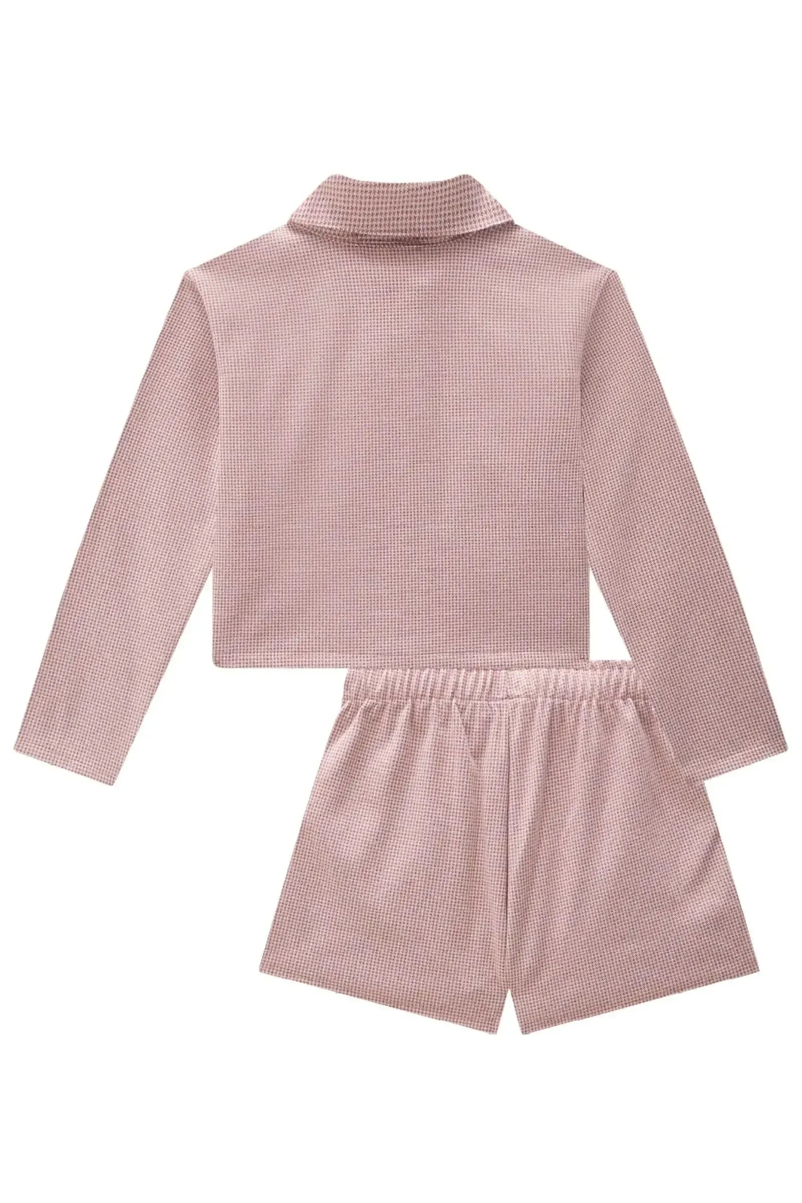 Conjunto de Jaqueta Shacket e Shorts em Flanela Versalhes 91974 Vic&Vicky Teen Menina