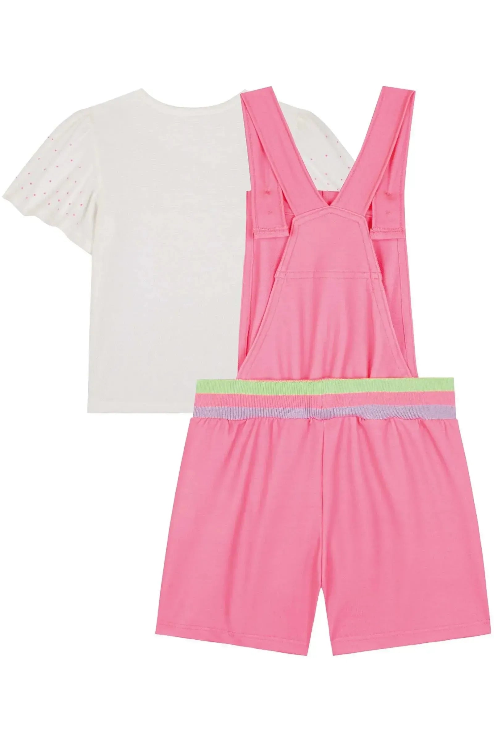 Conjunto de Jardineira em Moletom sem Pelúcia e Blusa em Malha Favo 84092 Kukiê Infantil Menina