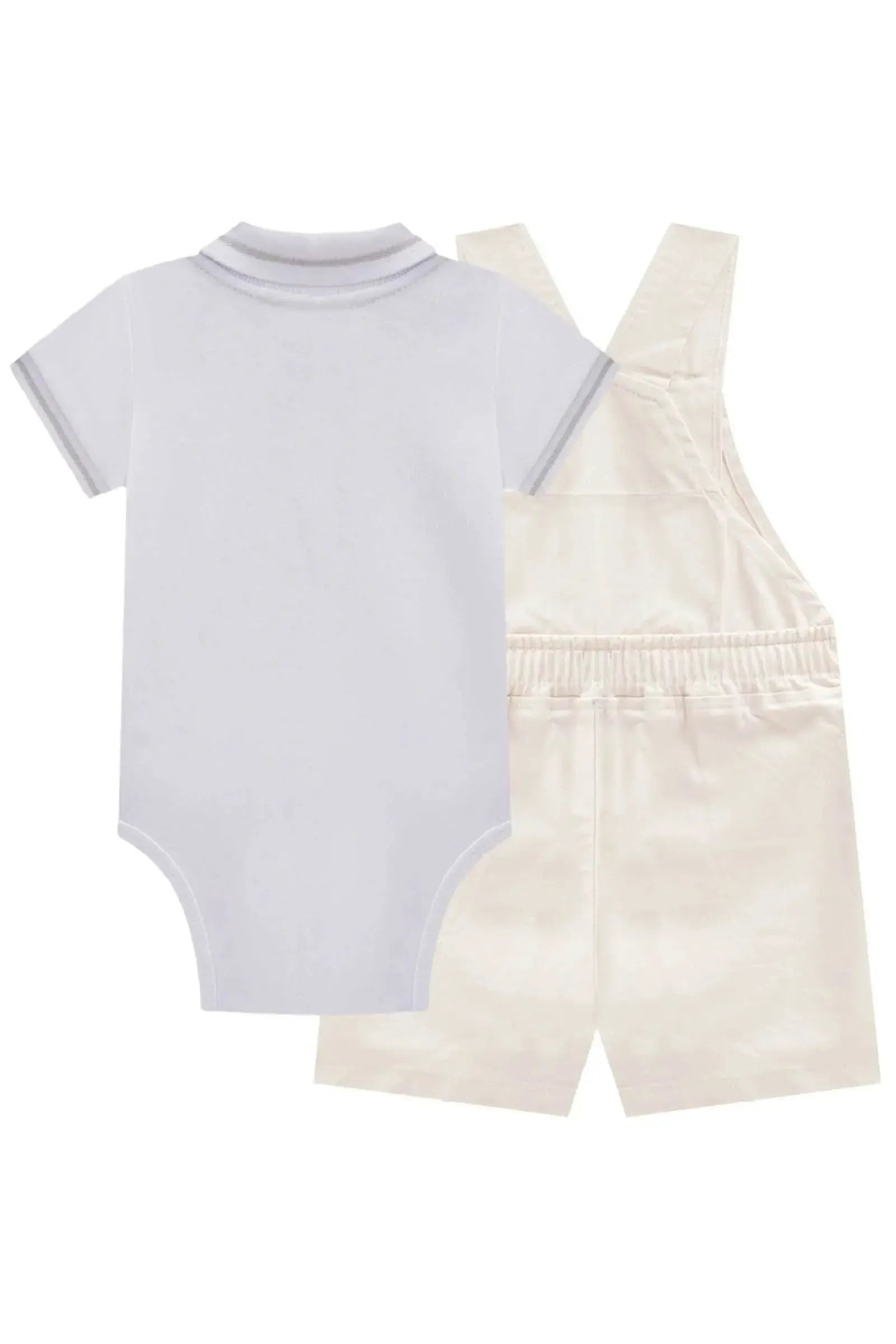 Conjunto de Jardineira em Sarja Caribe com Elastano e Body Polo em Cotton 84622 Johnny Fox Bebê Menino