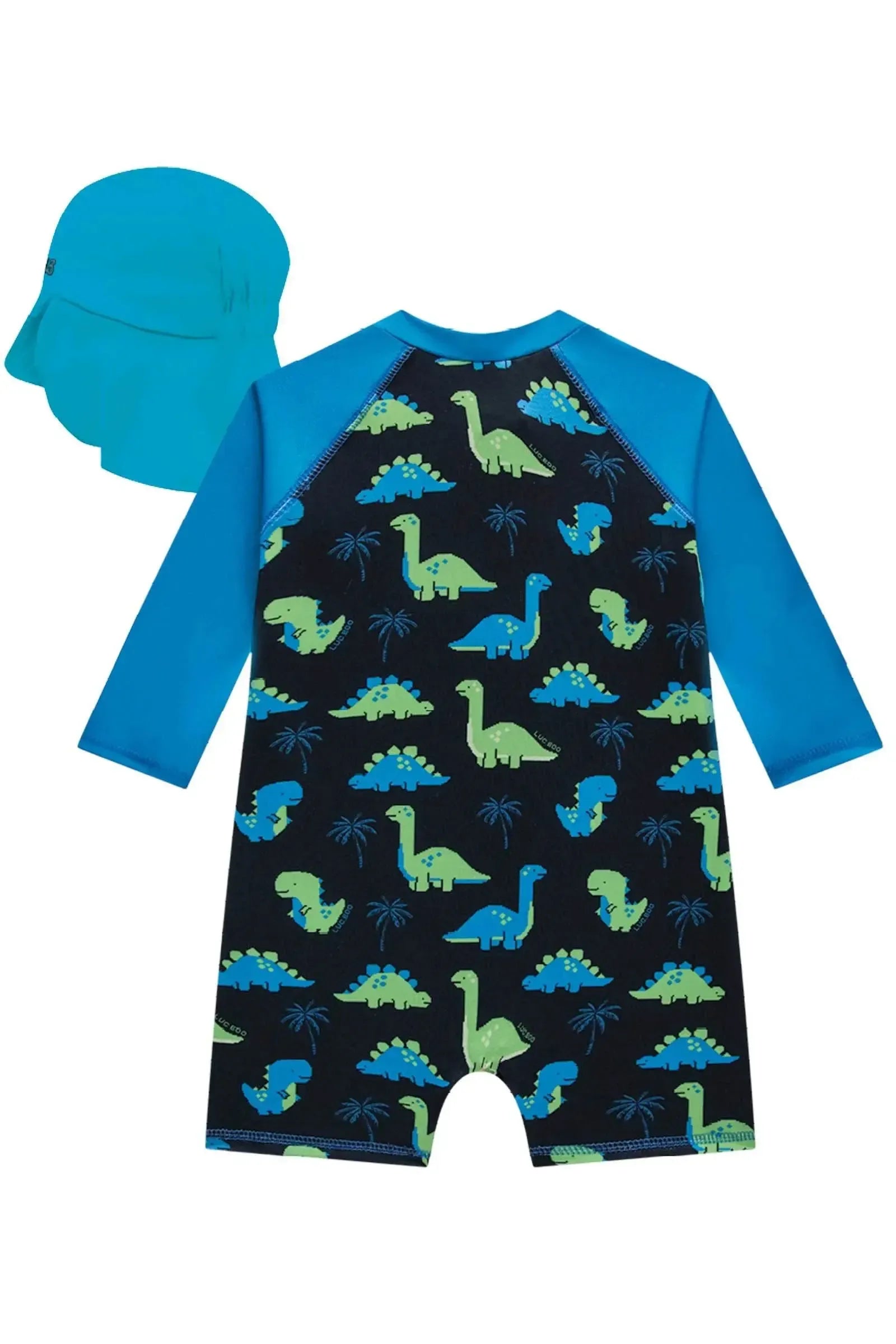 Conjunto de Macacão e Chapéu em Malha UV Dry com Pretoteção UV 50+ 85570 LucBoo Bebê Menino