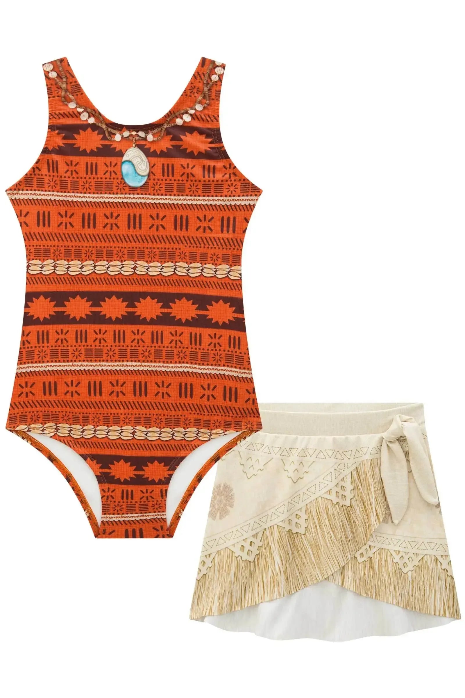 Conjunto de Maiô e Saia em Malha UV Dry com Proteçâo UV 50+ 88599 Infanti Infantil Menina
