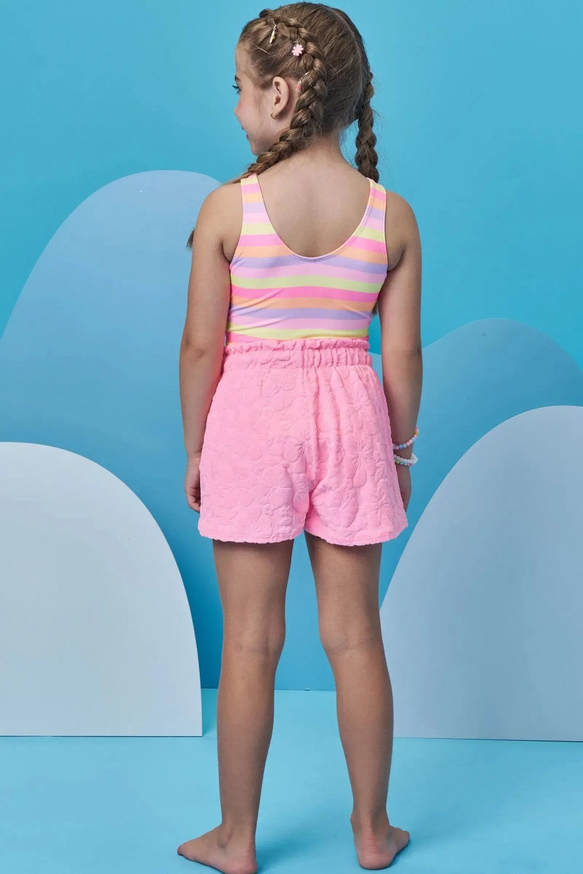 Conjunto de Maiô em Malha UV Dry com Proteção UV 50+ com Shorts em Malha Atoalhada 96220 Infanti Infantil Menina