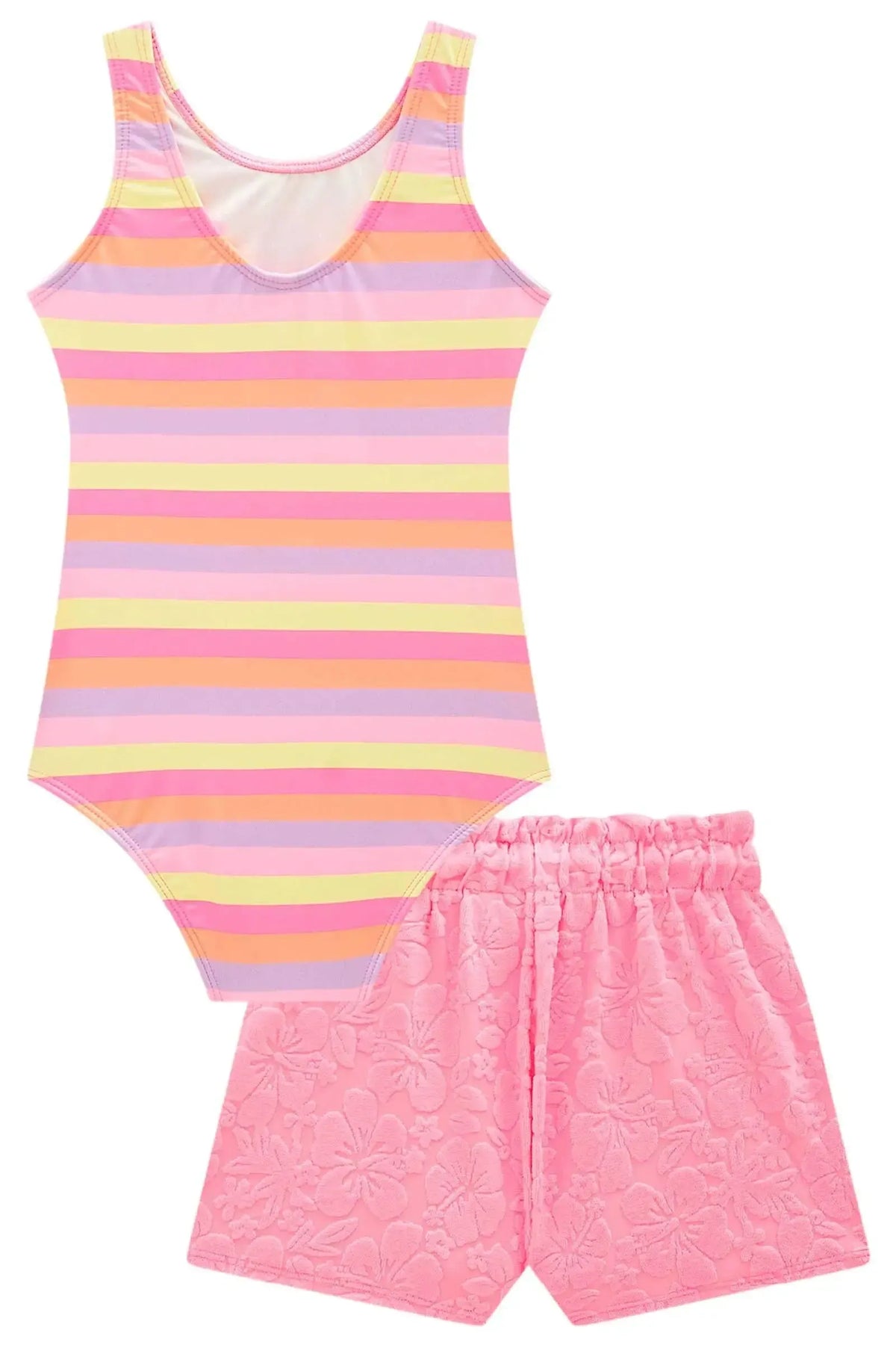 Conjunto de Maiô em Malha UV Dry com Proteção UV 50+ com Shorts em Malha Atoalhada 96220 Infanti Infantil Menina