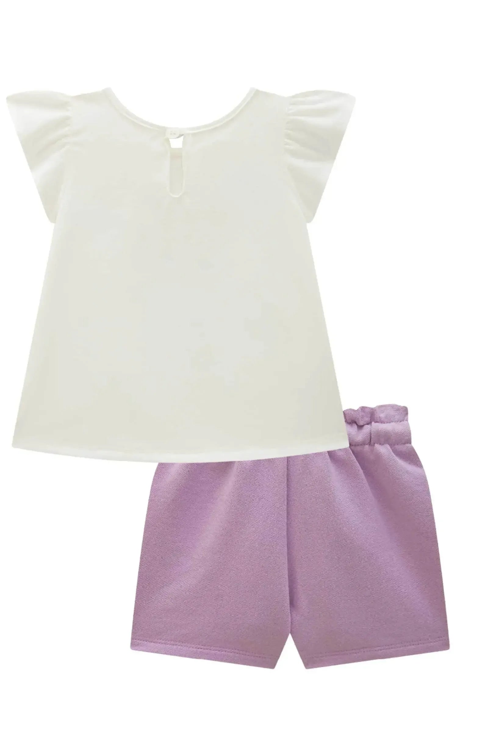 Conjunto de Malha Fresh com Shorts em Moletom sem Pelúcia 88871 Infanti Bebê Menina