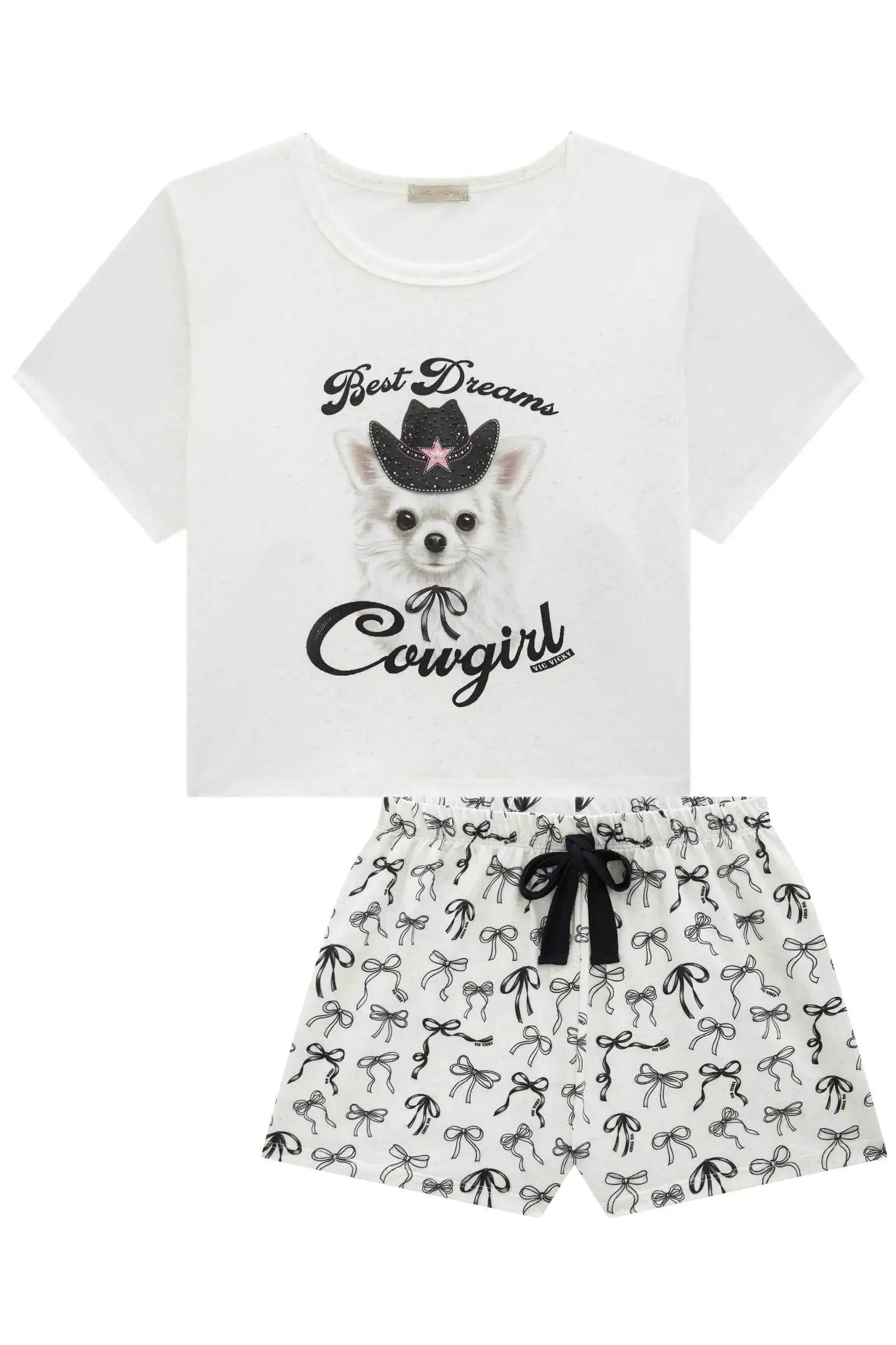Conjunto de Pijama com Blusa em Malha Fresh e Shorts em Malha Comfy 95077 Vic&Vicky Teen Menina