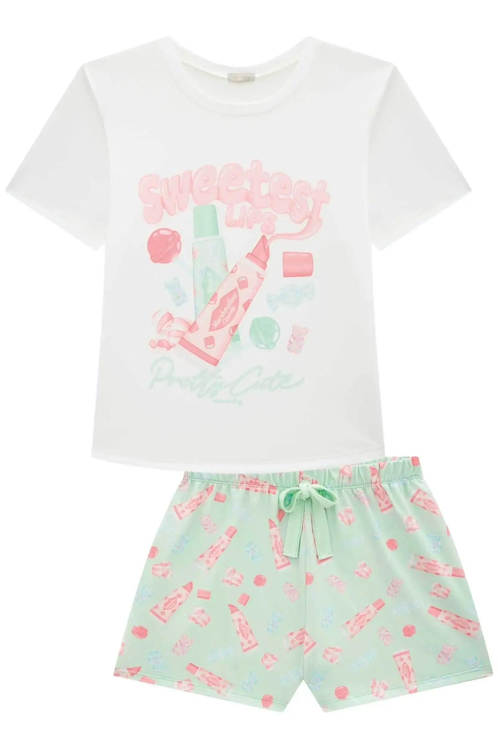 Conjunto de Pijama com Blusa em Malha Fresh e Shorts em Malha Comfy 95083 Vic&Vicky Teen Menina