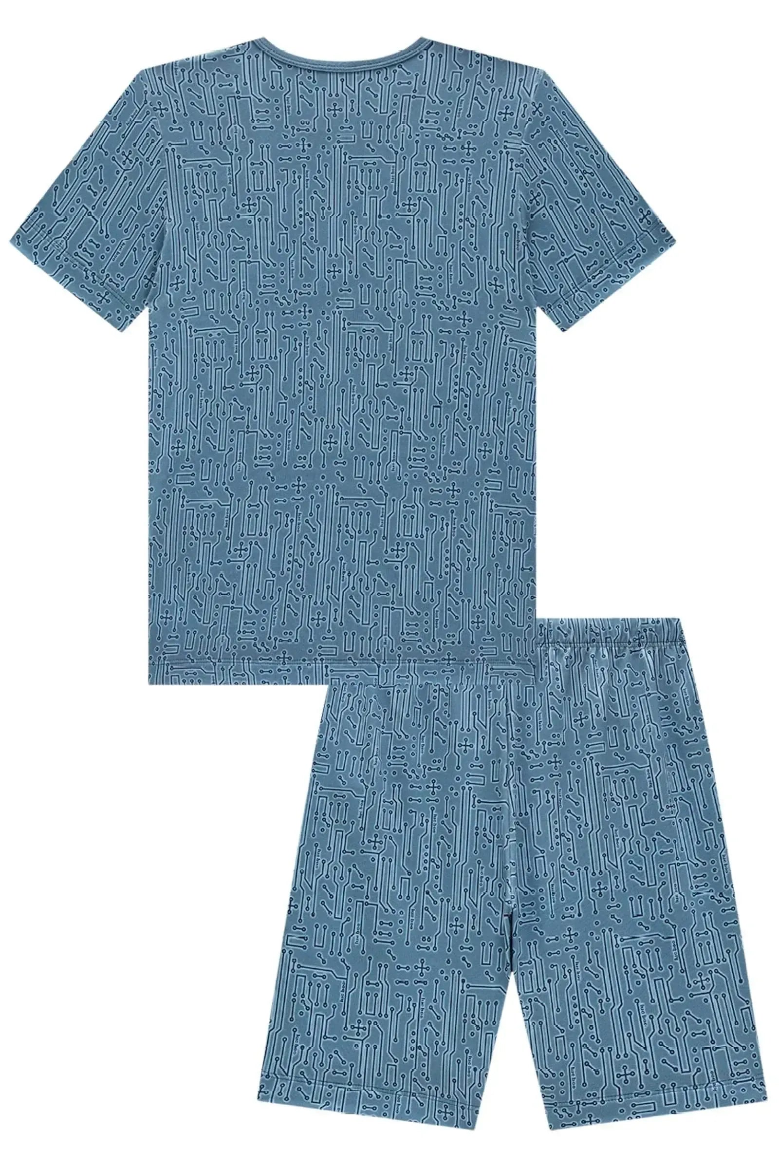 Conjunto de Pijama com Camiseta e Bermuda em Malha Comfy 85518 LucBoo Infantil Menino