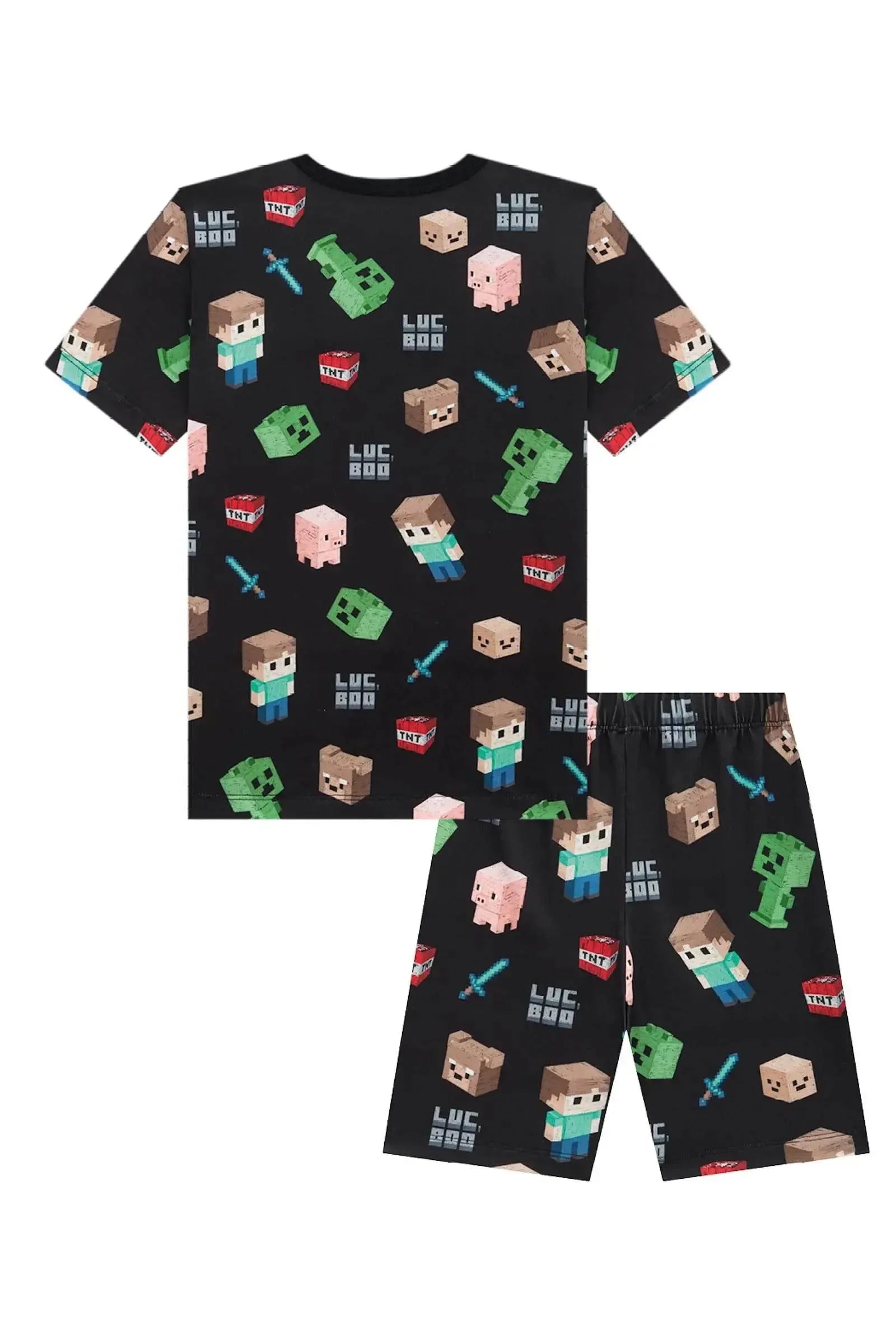 Conjunto de Pijama com Camiseta e Bermuda em Malha Power 97066 LucBoo Infantil Menino