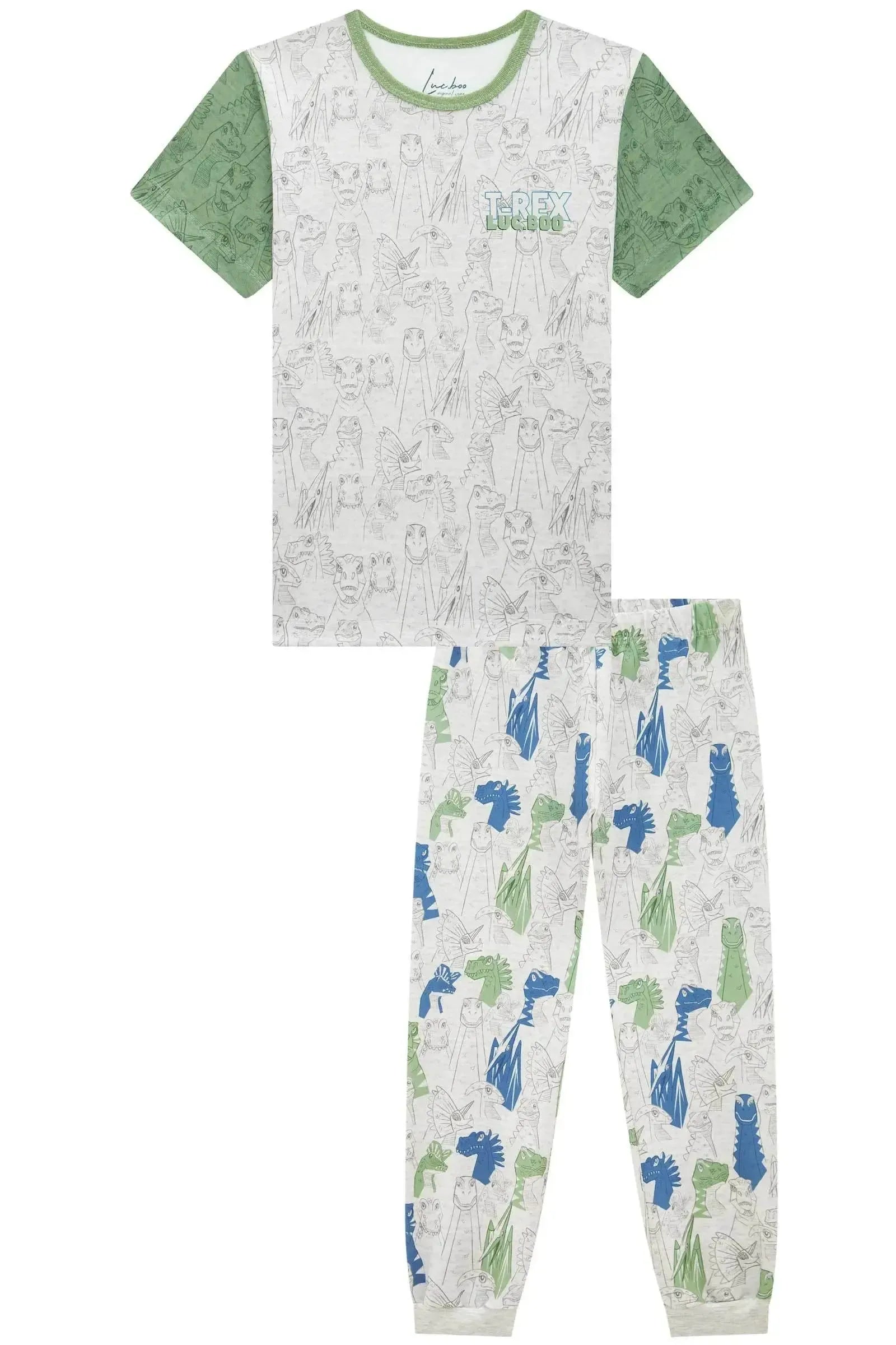 Conjunto de Pijama com Camiseta e Calça em Malha Fresh 97091 LucBoo Infantil Menino