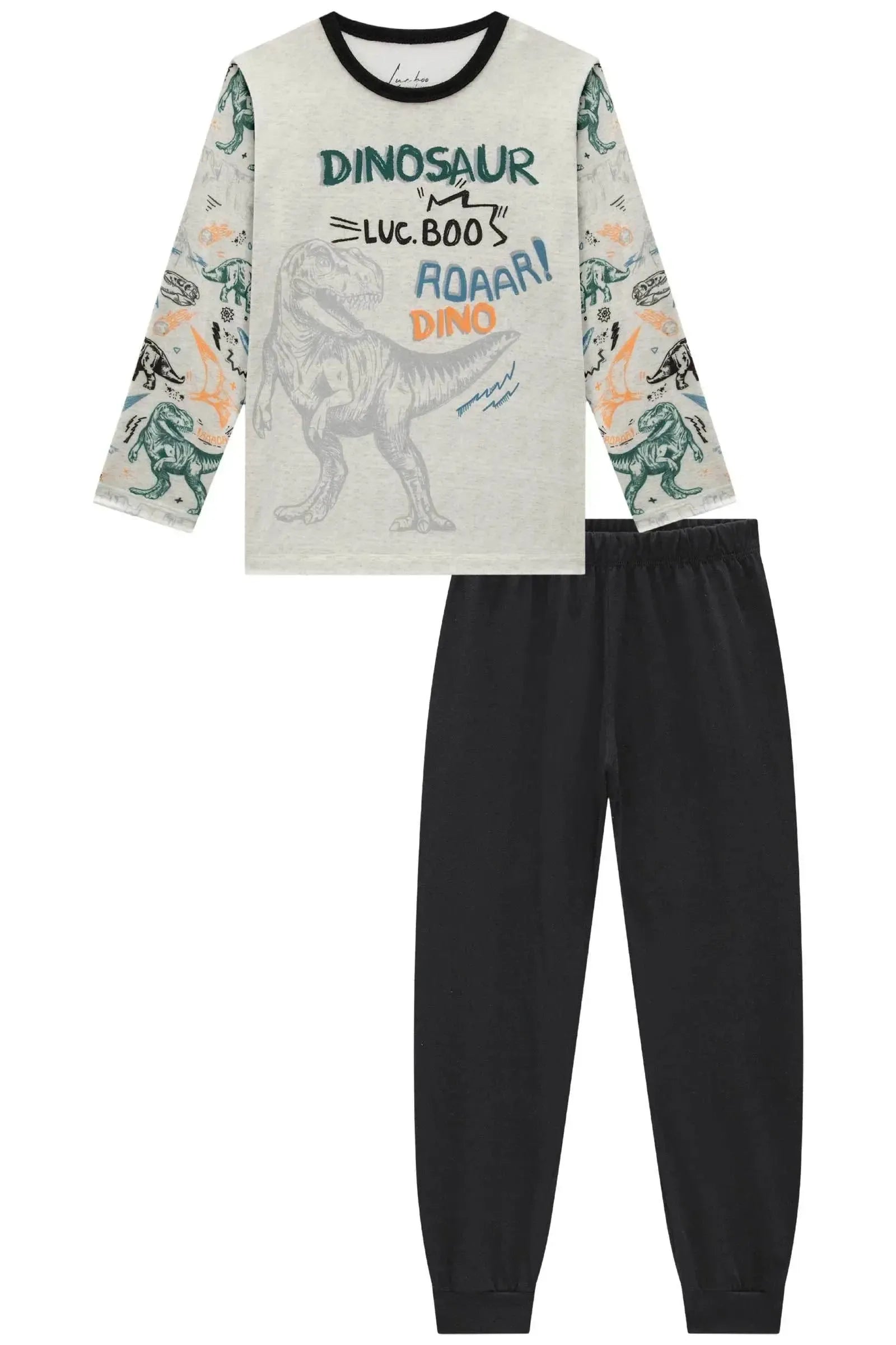 Conjunto de Pijama com Camiseta em Malha Comfy e Calça Jogger em Meia Malha 93412 LucBoo Infantil Menino