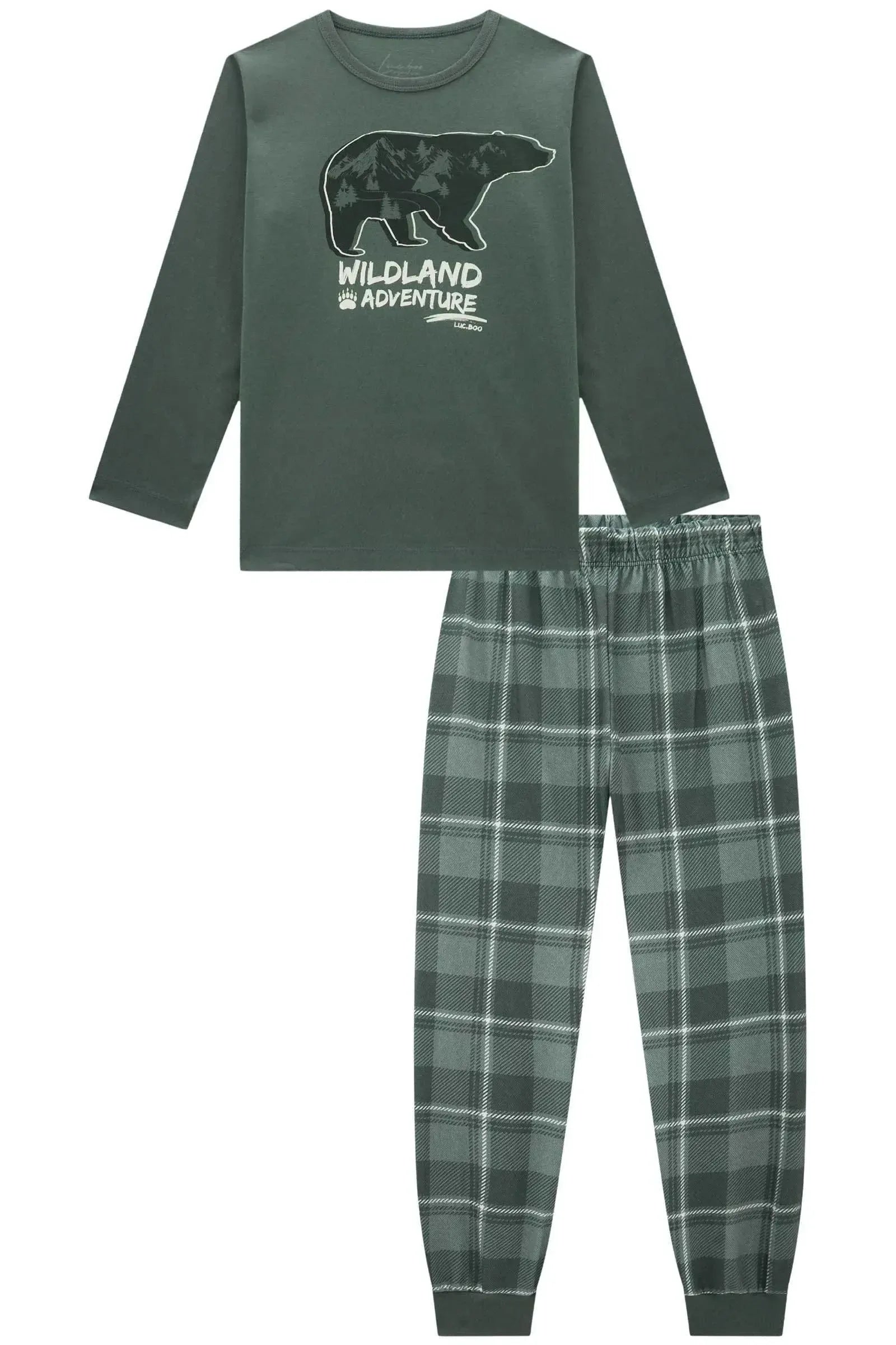 Conjunto de Pijama com Camiseta em Meia Malha e Calça em Malha Comfy 93417 LucBoo Infantil Menino