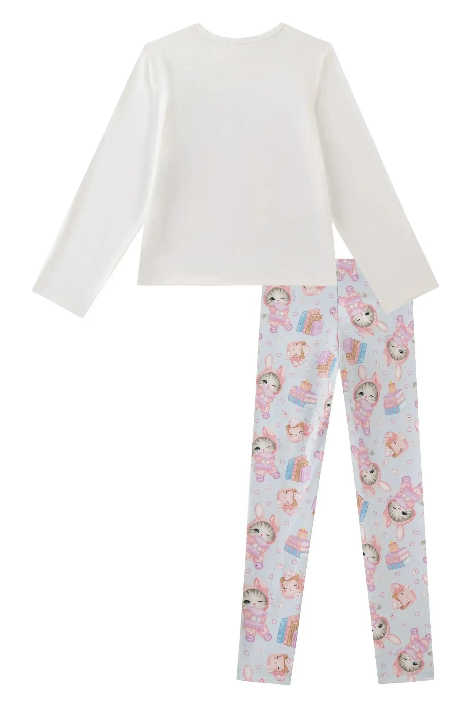 Conjunto de Pijama de Blusa e Calça em Malha Comfy 89279 Kukiê Infantil Menina