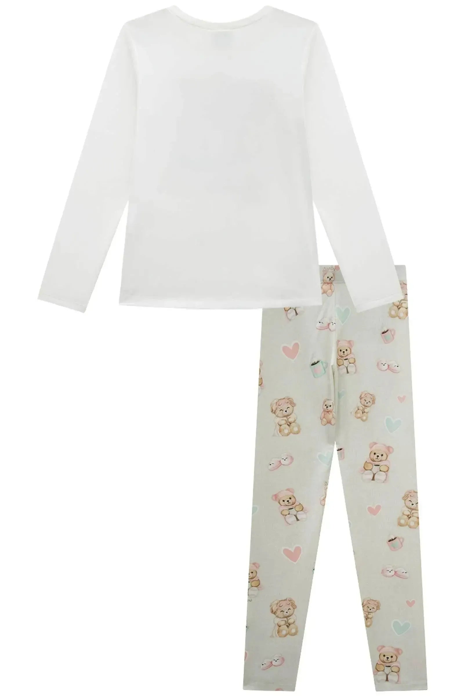 Conjunto de Pijama de Blusa e Calça Legging em Malha Comfy 89636 Infanti Infantil Menina