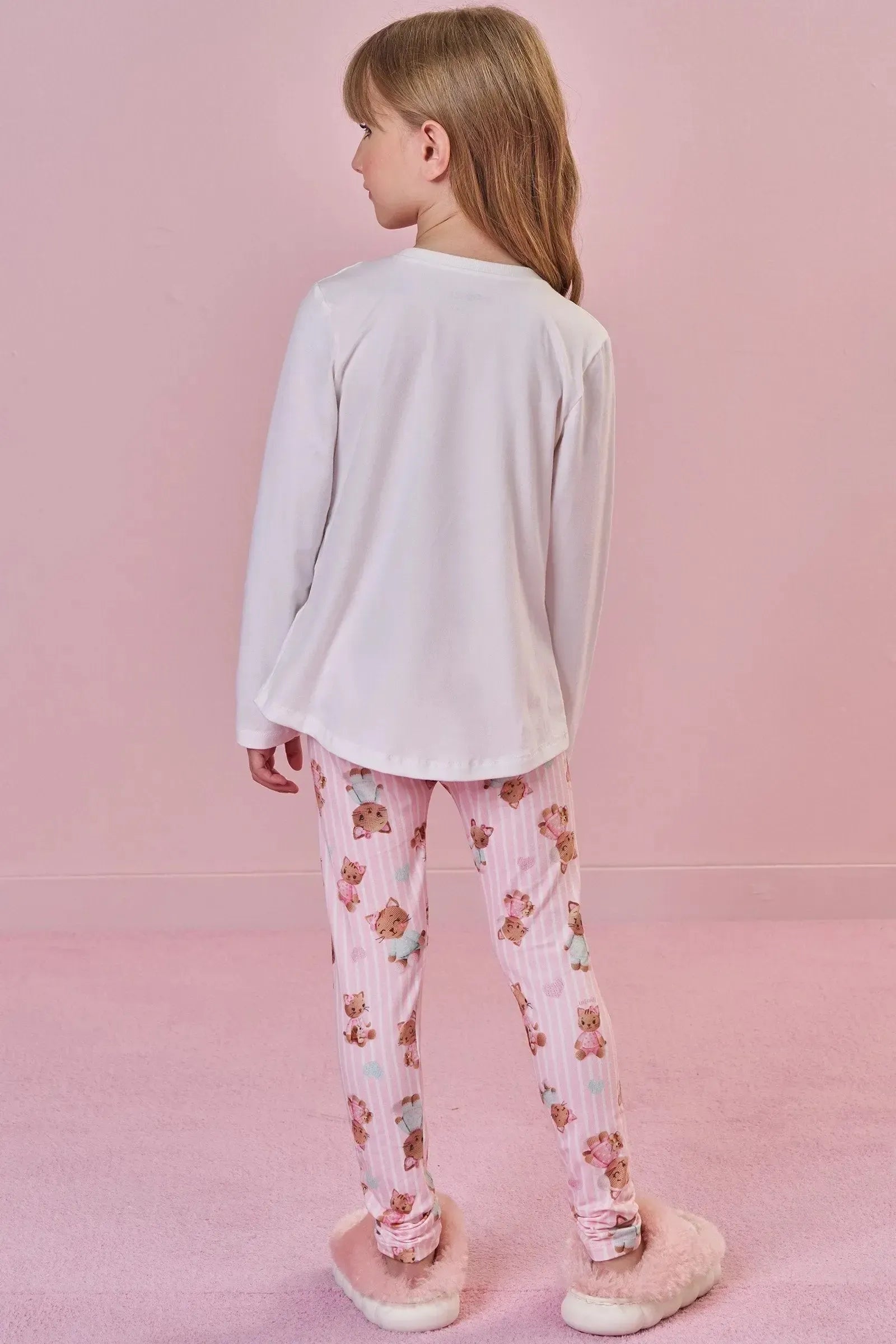 Conjunto de Pijama de Blusa e Calça Legging em Malha Comfy 92403 Infanti Infantil Menina