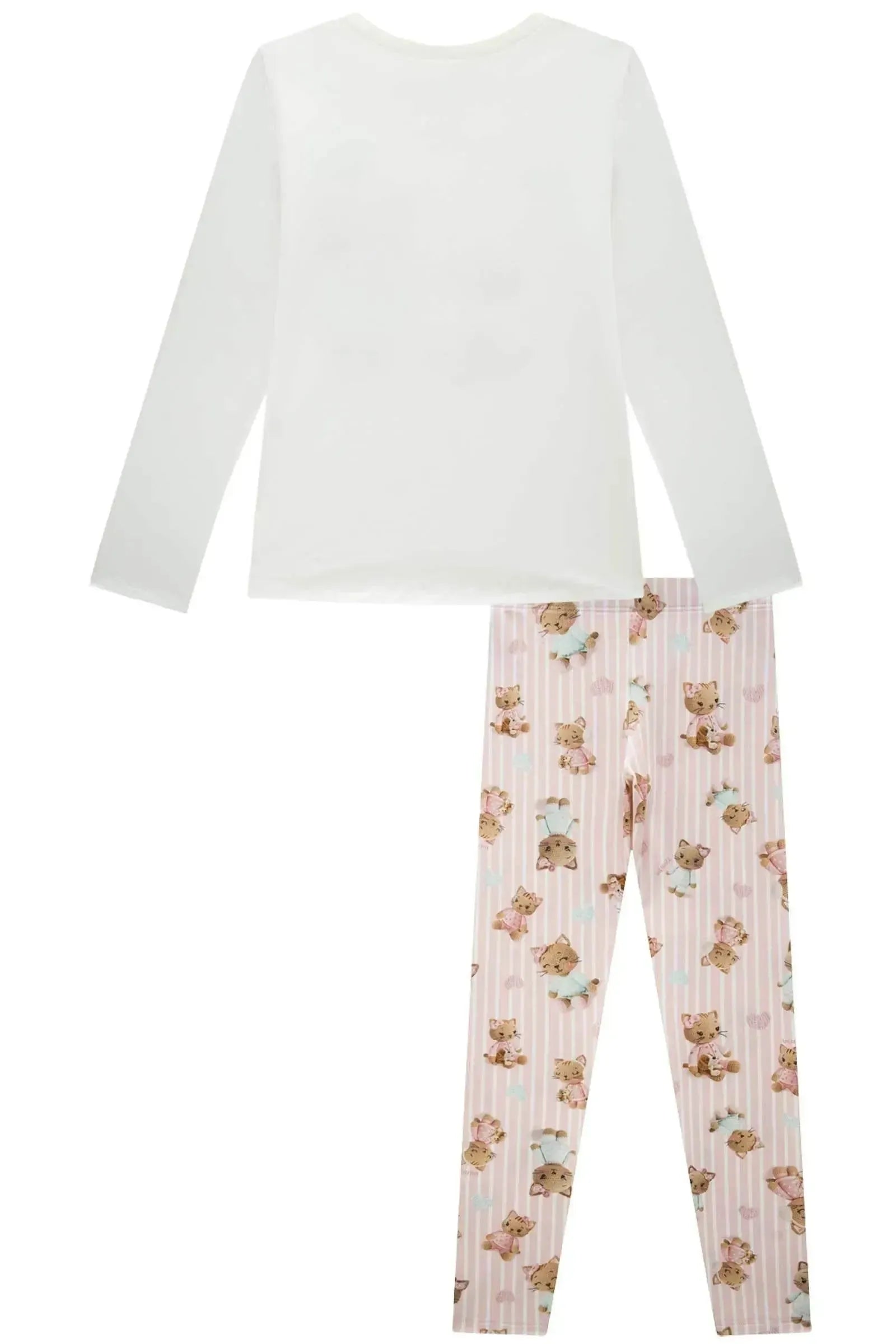 Conjunto de Pijama de Blusa e Calça Legging em Malha Comfy 92403 Infanti Infantil Menina
