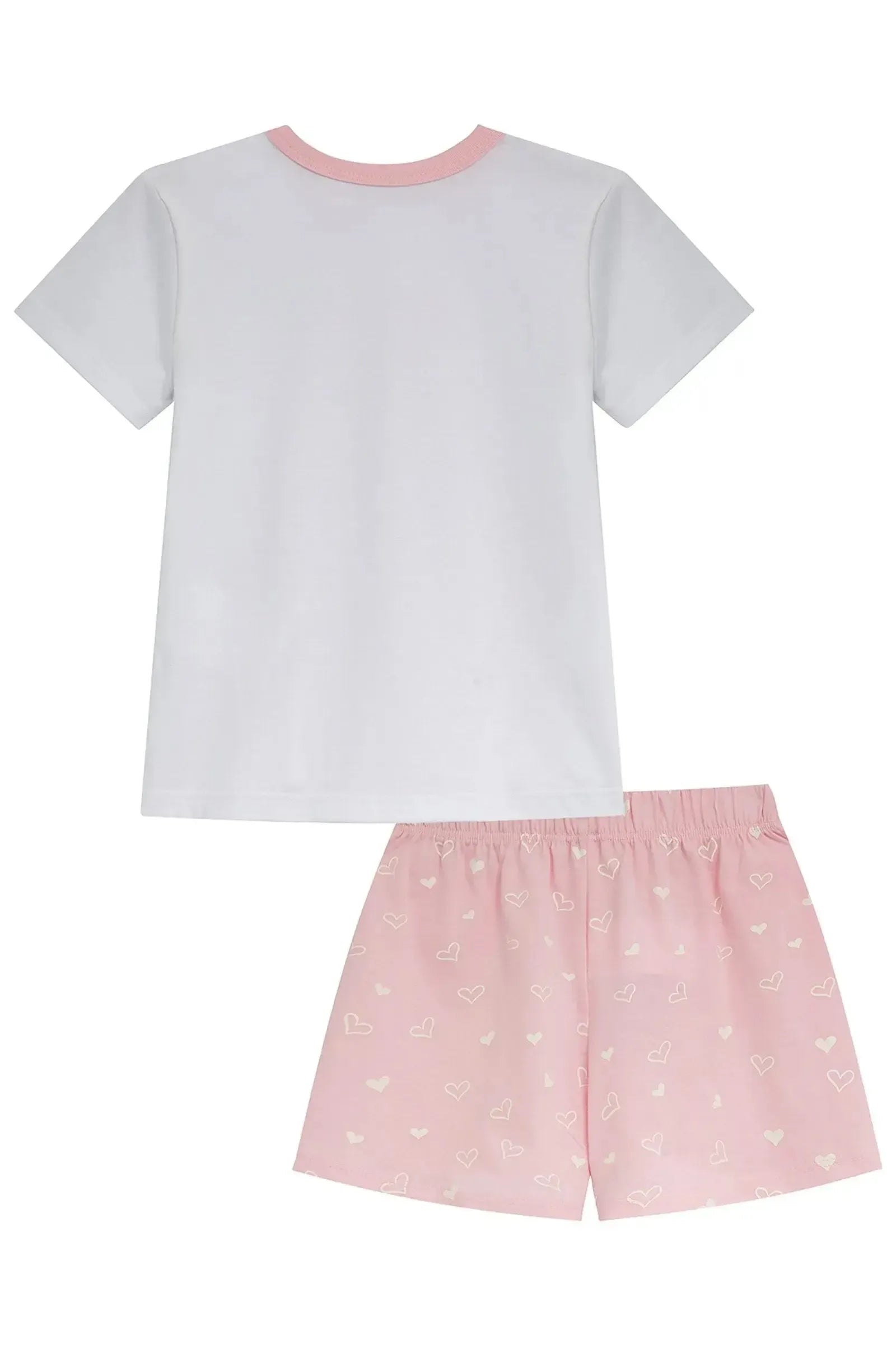 Conjunto de Pijama de Blusa e Shorts em Meia Malha 94277 Kukiê Infantil Menina