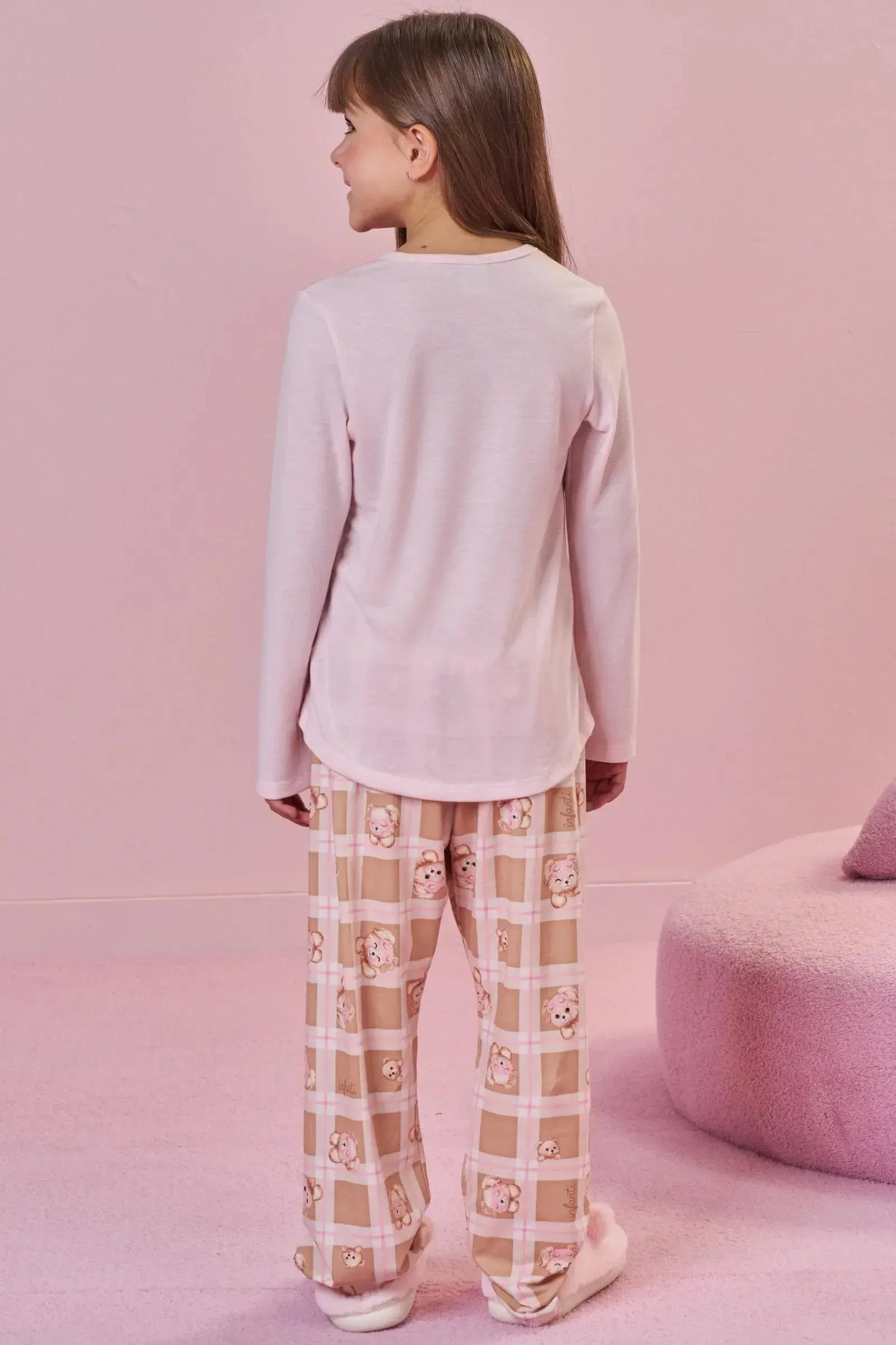 Conjunto de Pijama de Blusa em Malha Fresh e Calça em Malha Comfy 89631 Infanti Infantil Menina