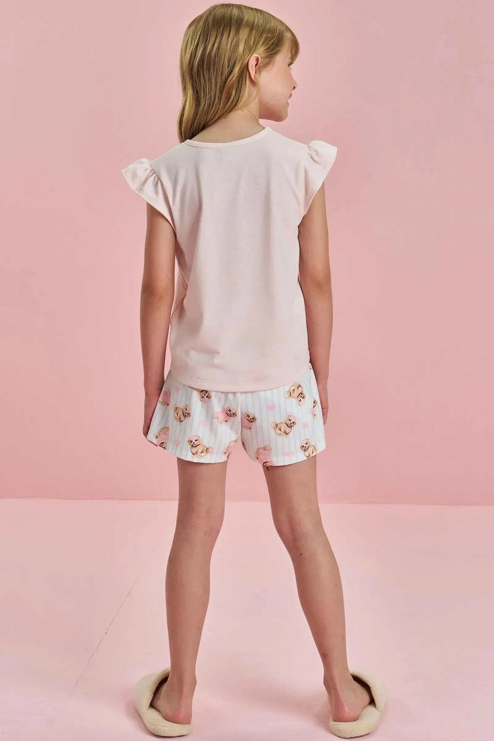 Conjunto de Pijama de Blusa em Malha Fresh e Shorts em Malha Comfy 84160 Infanti Infantil Menina