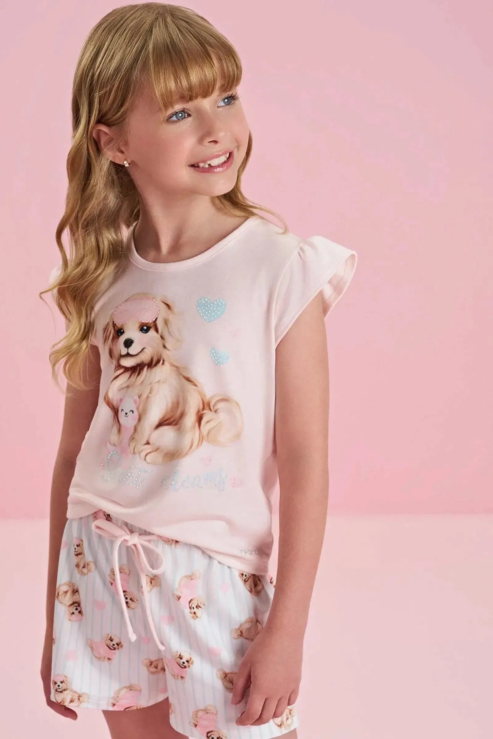 Conjunto de Pijama de Blusa em Malha Fresh e Shorts em Malha Comfy 84160 Infanti Infantil Menina