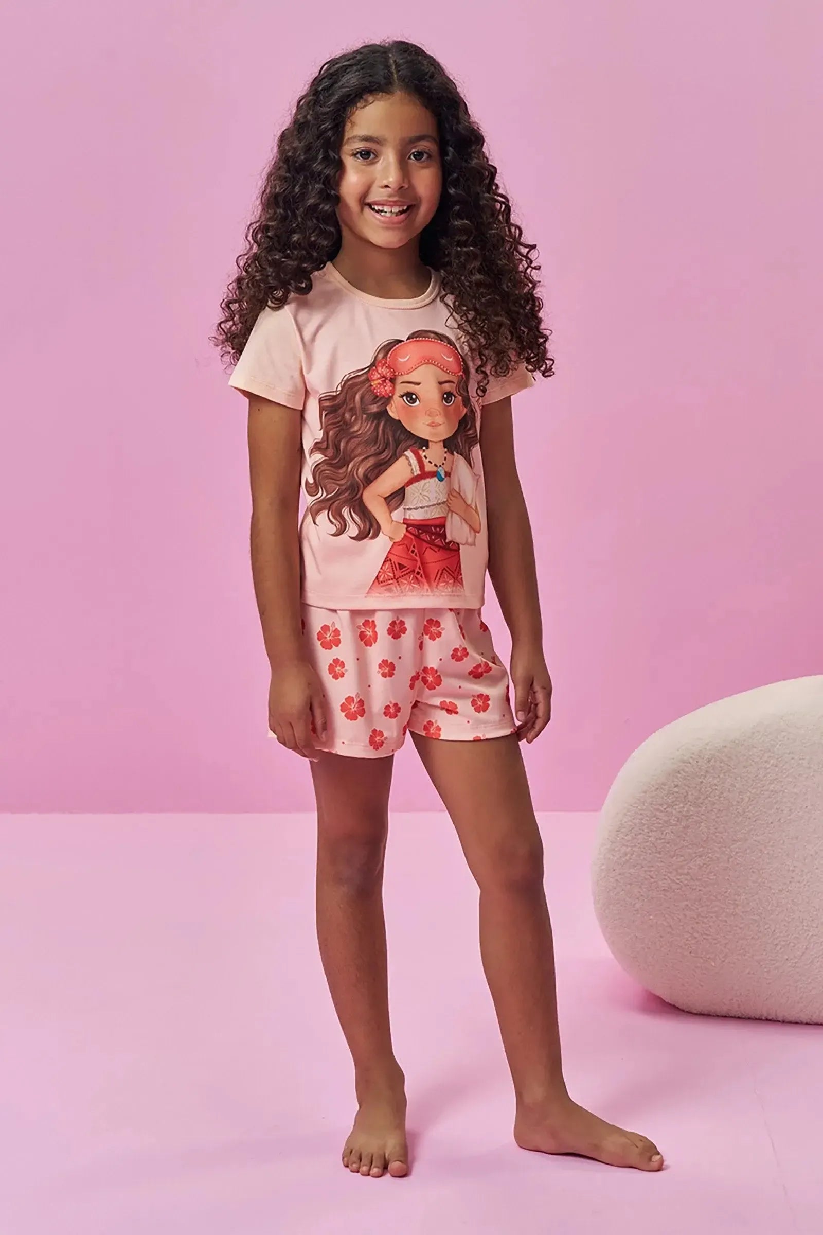 Conjunto de Pijama de Blusa em Meia Malha e Shorts em Malha Fresh 94276 Kukiê Infantil Menina