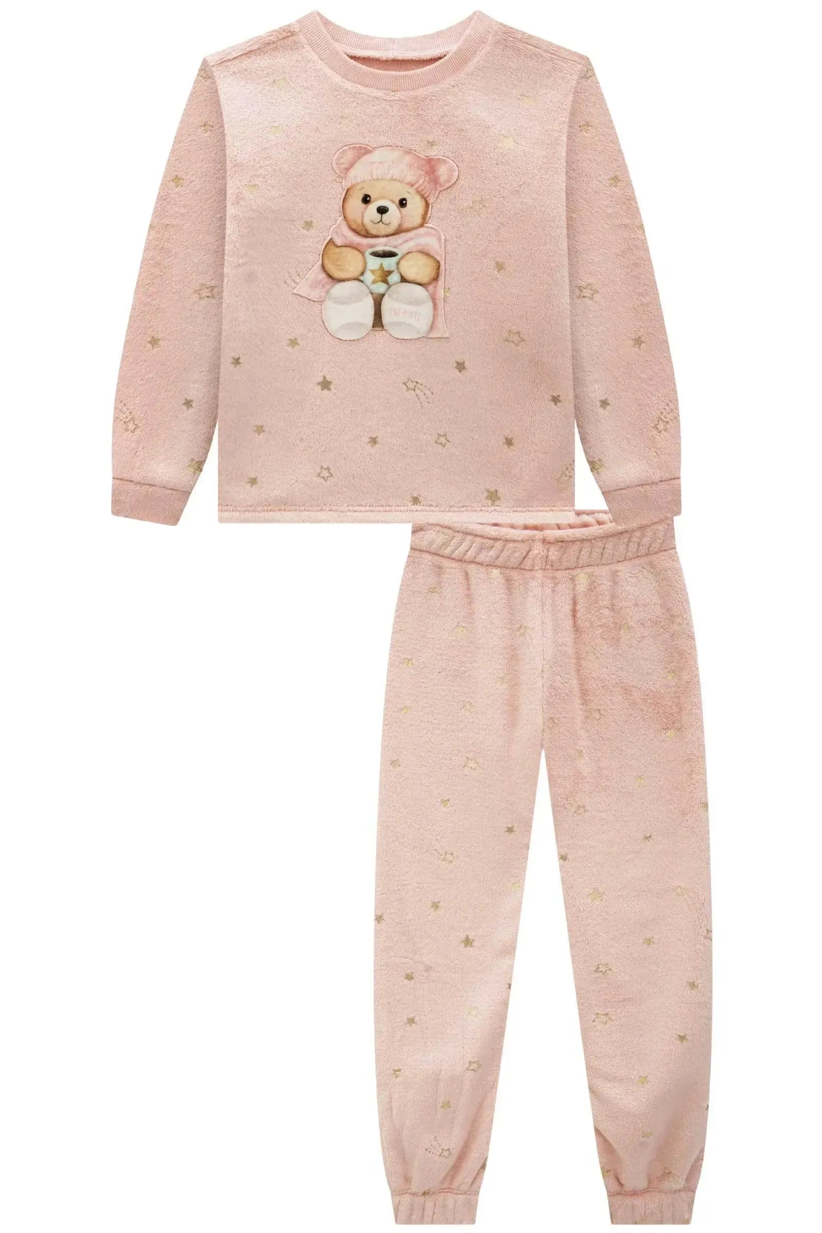 Conjunto de Pijama de Blusão e Calça em Pelo Foil 91772 Infanti Infantil Menina