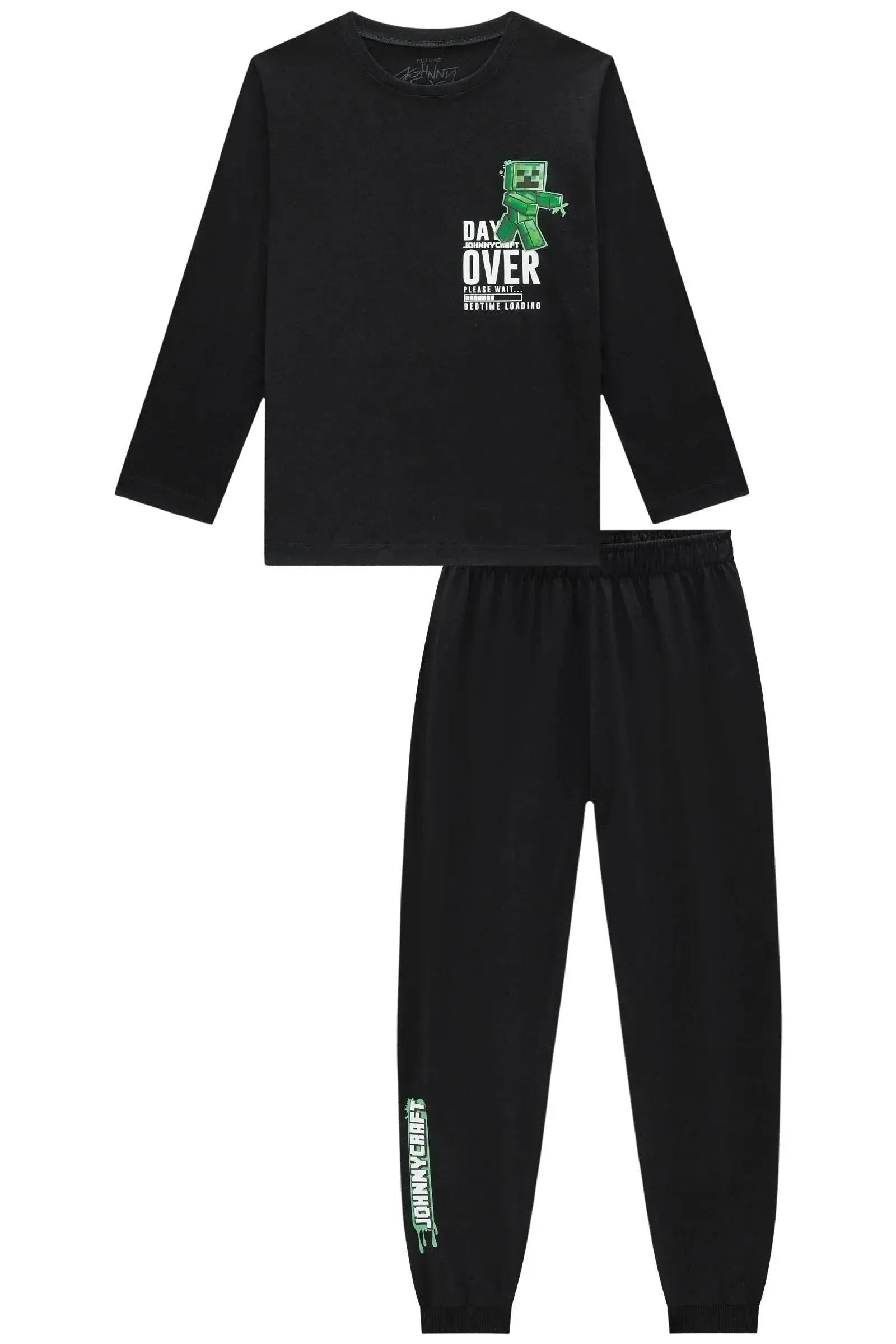 Conjunto de Pijama de Camiseta e Calça Jogger em Meia Malha 93390 Johnny Fox Teen Menino