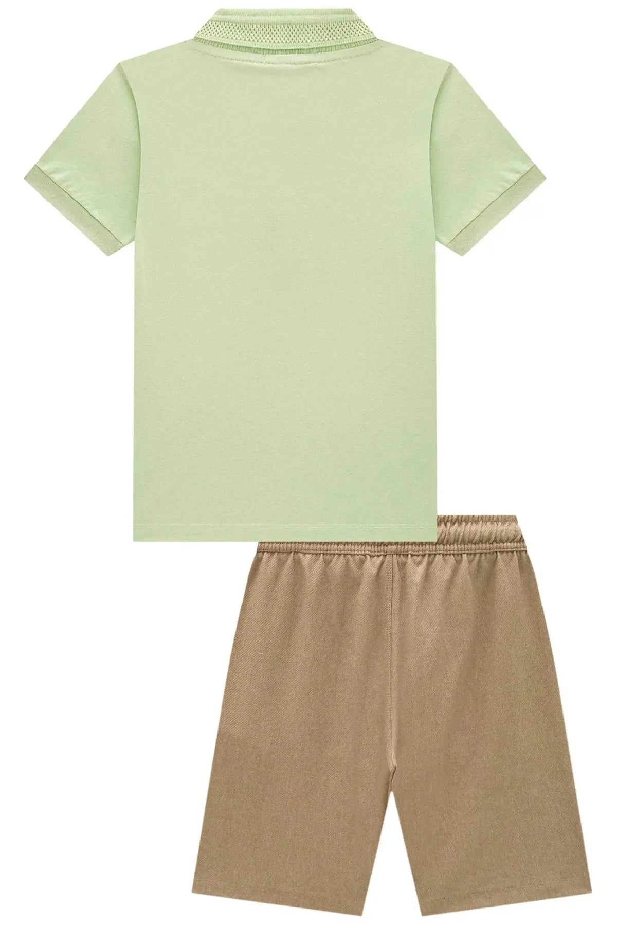 Conjunto de Polo em Meia Malha e Bermuda em Cotton Jeans com Elastano 99064 LucBoo Infantil Menino