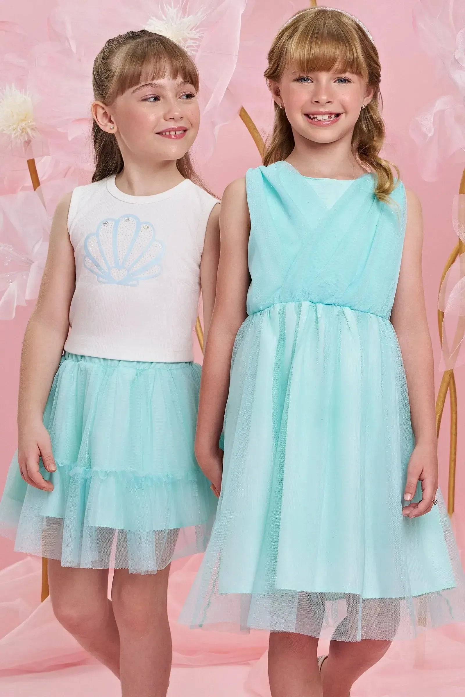 Conjunto de Regata Cropped em Canelado Liz e Saia em Tule. Com Shorts Embutido 83986 Infanti Infantil Menina