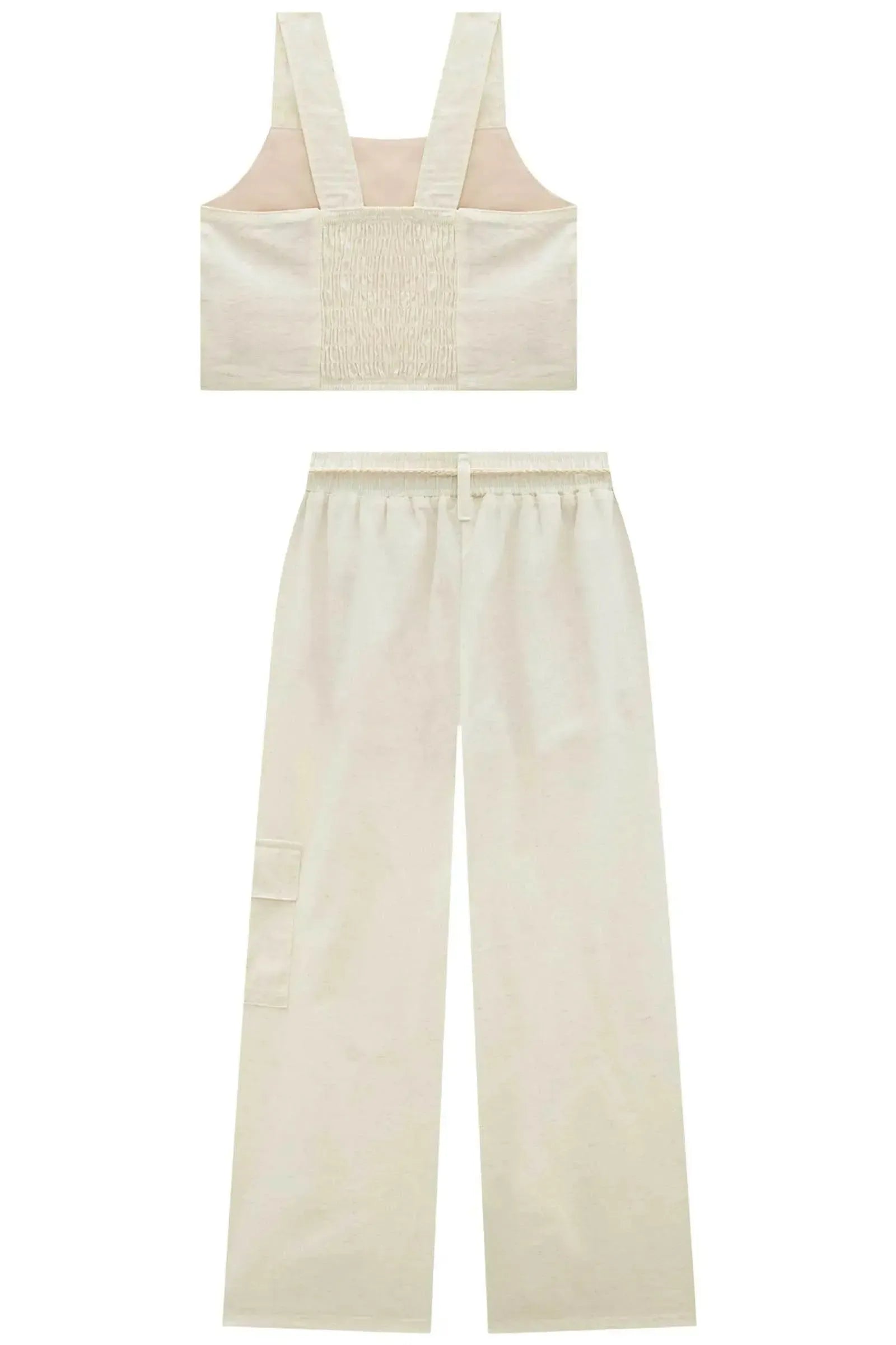 Conjunto de Regata e Calça Wide Leg em Linho 99118 Vic Teen Menina