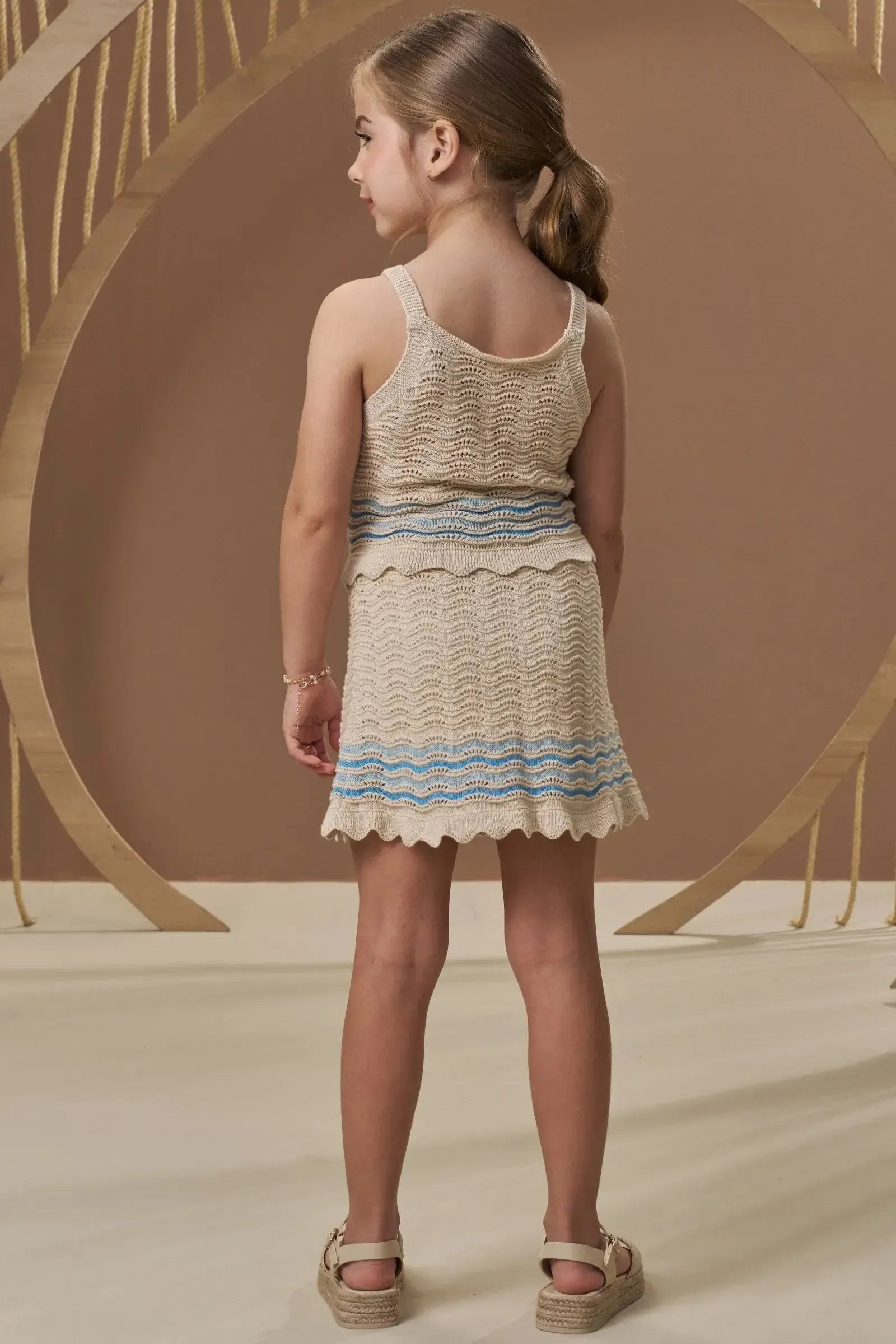 Conjunto de Regata e Saia em Tricot 100% Algodão 97600 Infanti Infantil Menina