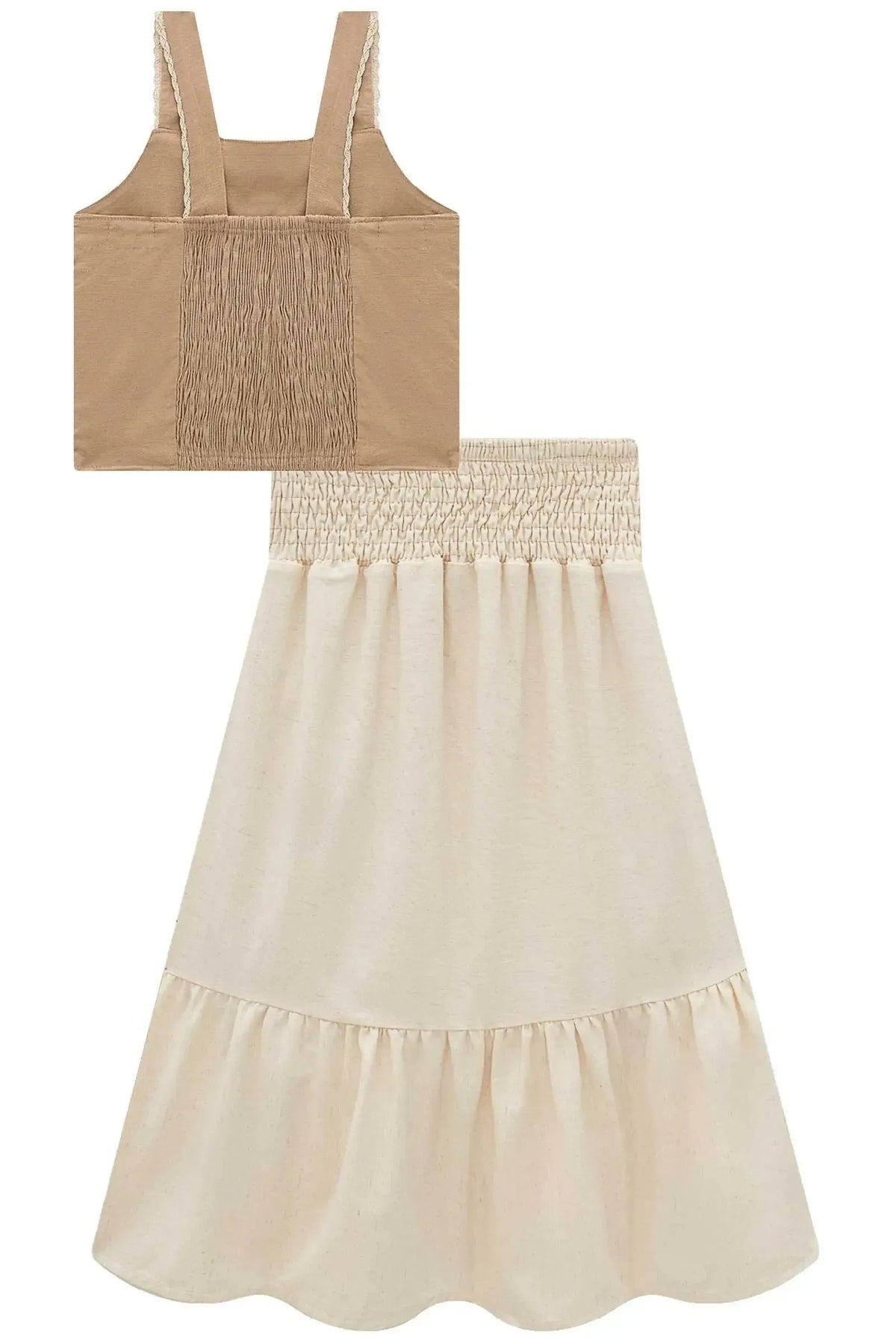 Conjunto de Regata e Saia Midi em Linho com Elastano 98207 Vic Teen Menina