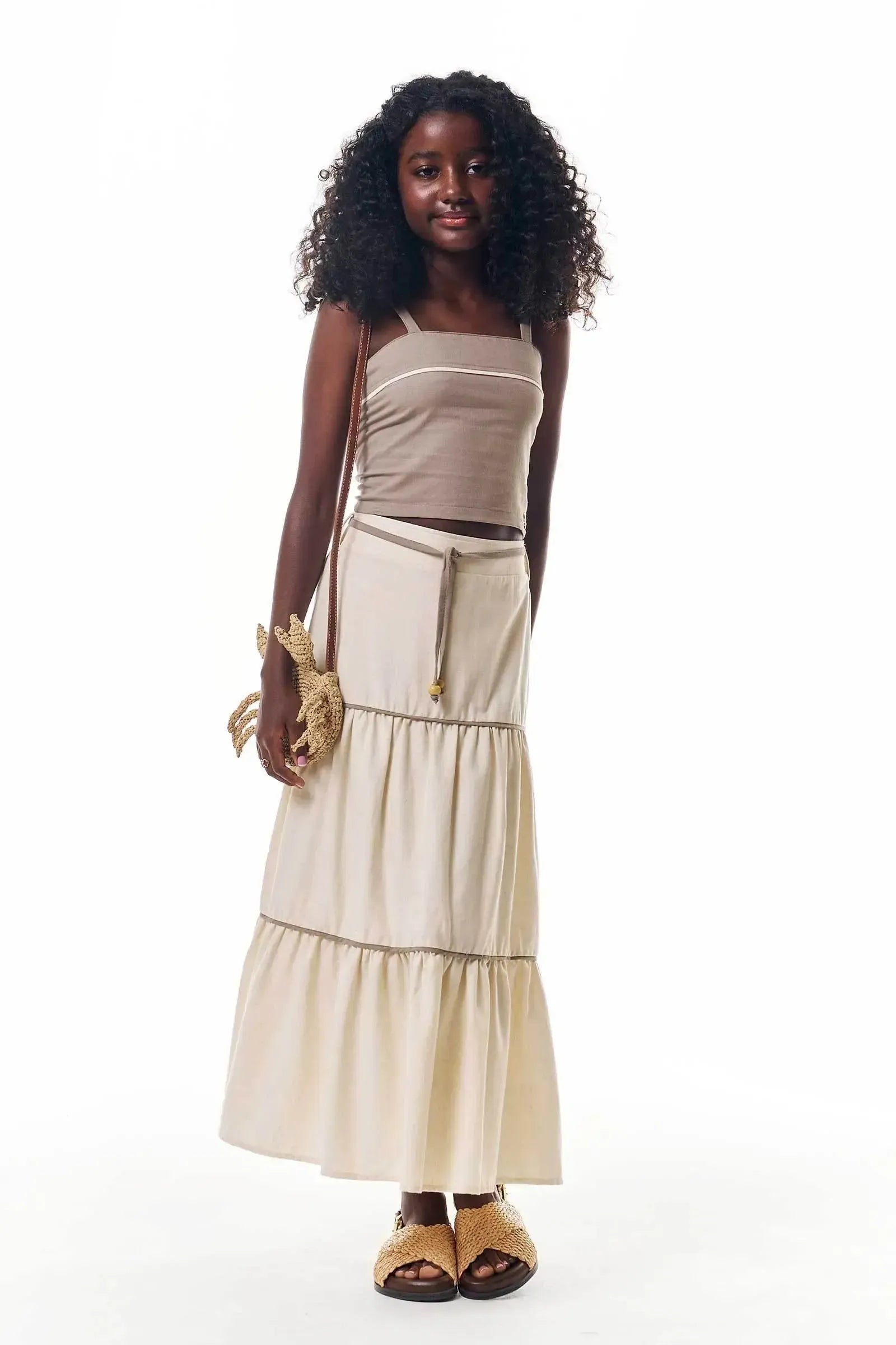 Conjunto de Regata e Saia Midi em Linho Santorine 92612 Lilimoon Teen Menina