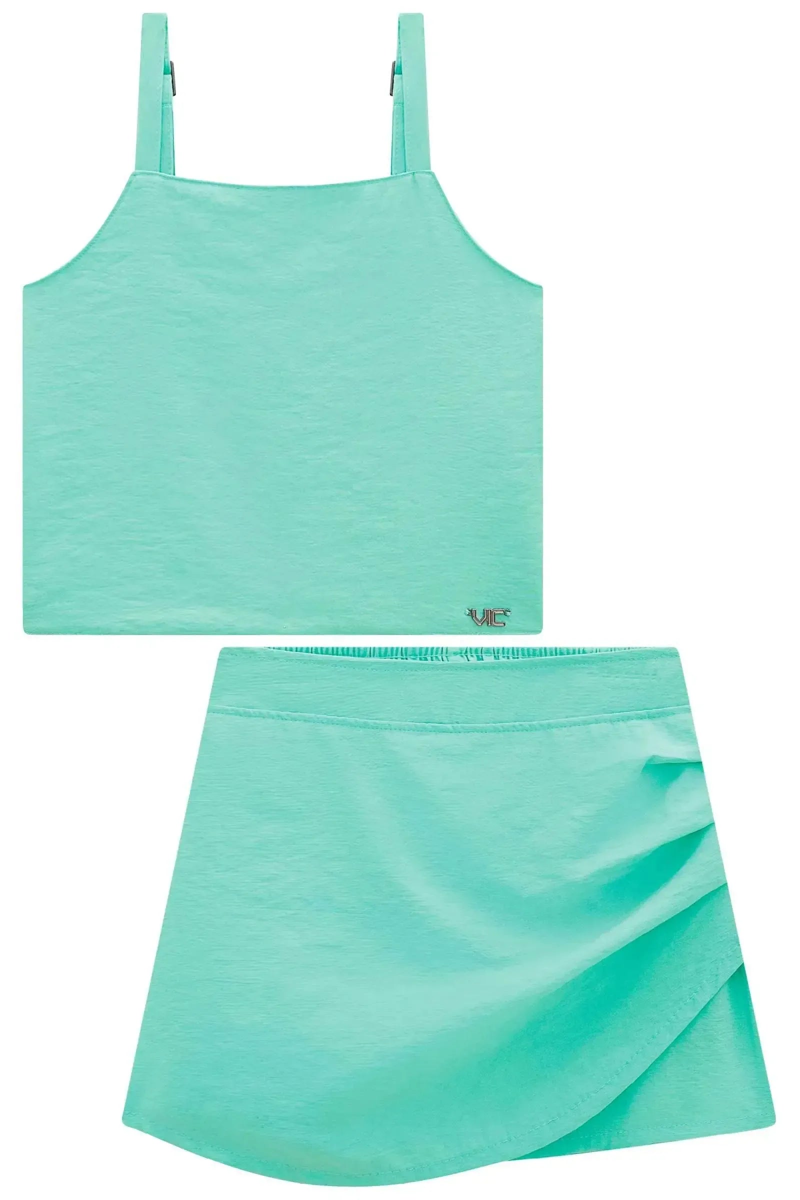 Conjunto de Regata e Short Saia em Alfaiataria Fresh 98211 Vic Teen Menina