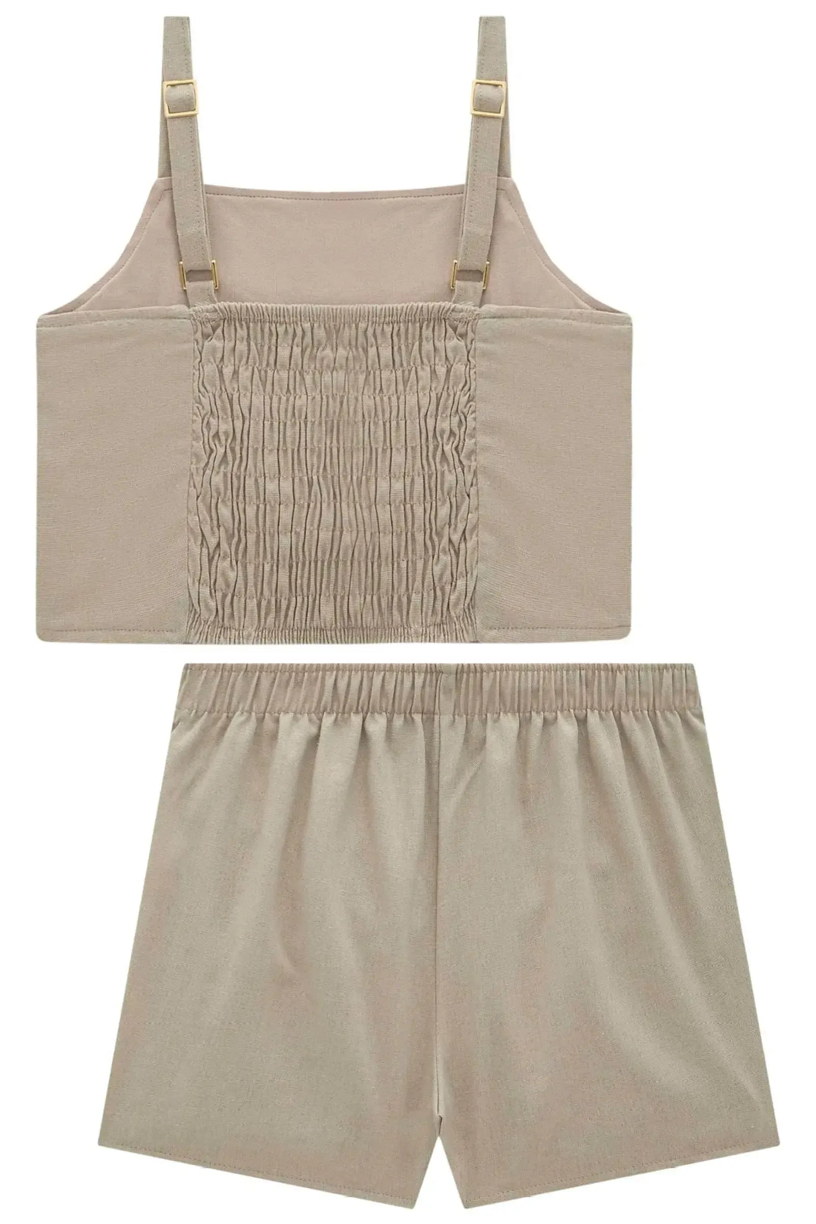 Conjunto de Regata e Short Saia em Linho Blend 94397 Vic&Vicky Teen Menina