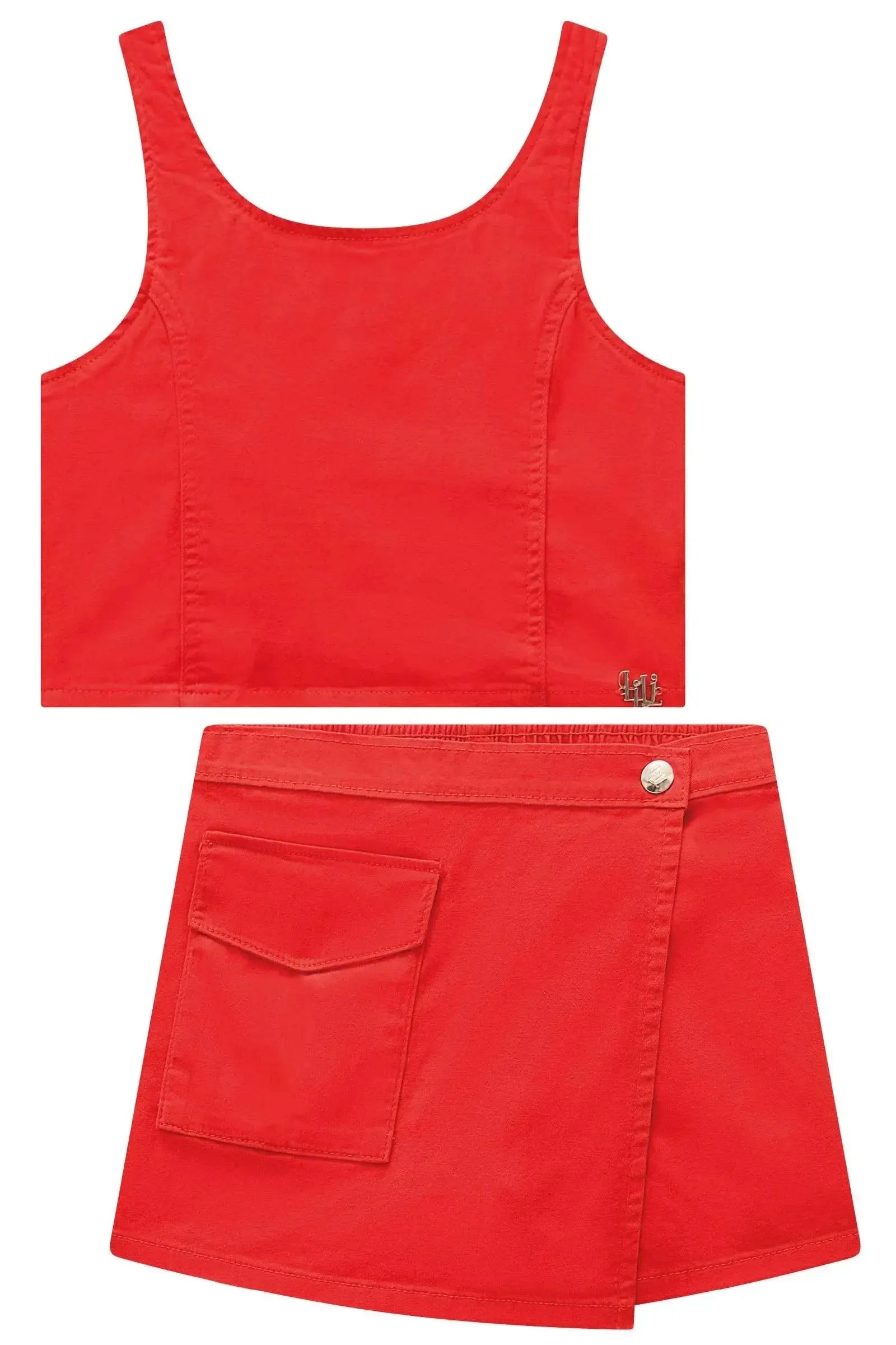 Conjunto de Regata e Short Saia em Sarja com Elastano 98975 Lilimoon Teen Menina