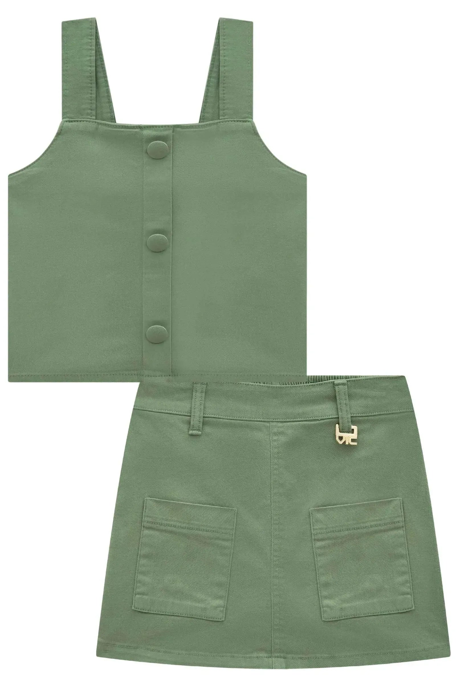Conjunto de Regata e Short Saia em Sarja com Elastano 96319 Vic&Vicky Teen Menina