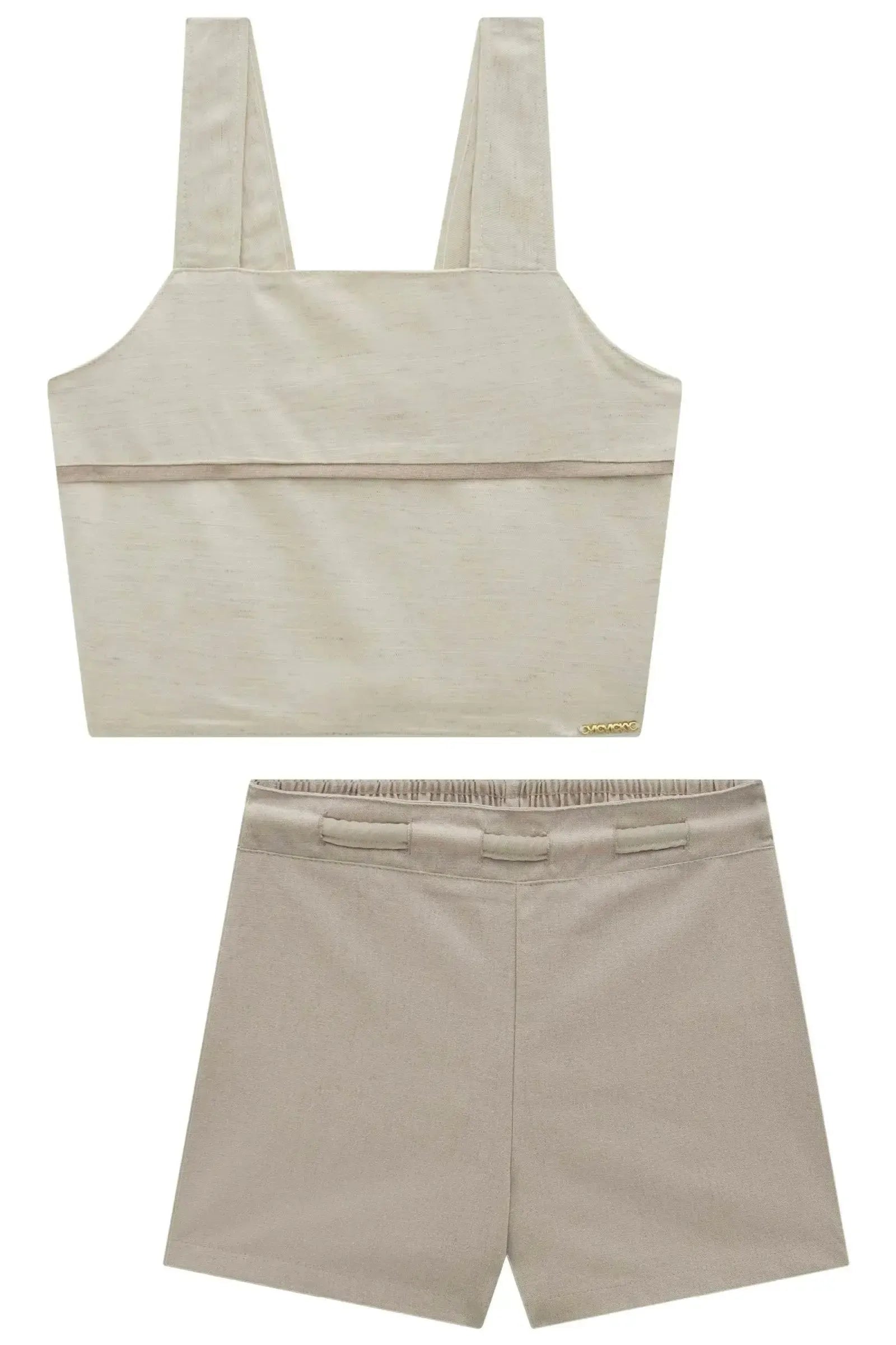 Conjunto de Regata e Shorts em Blend de Linho e Viscose 96327 Vic&Vicky Teen Menina