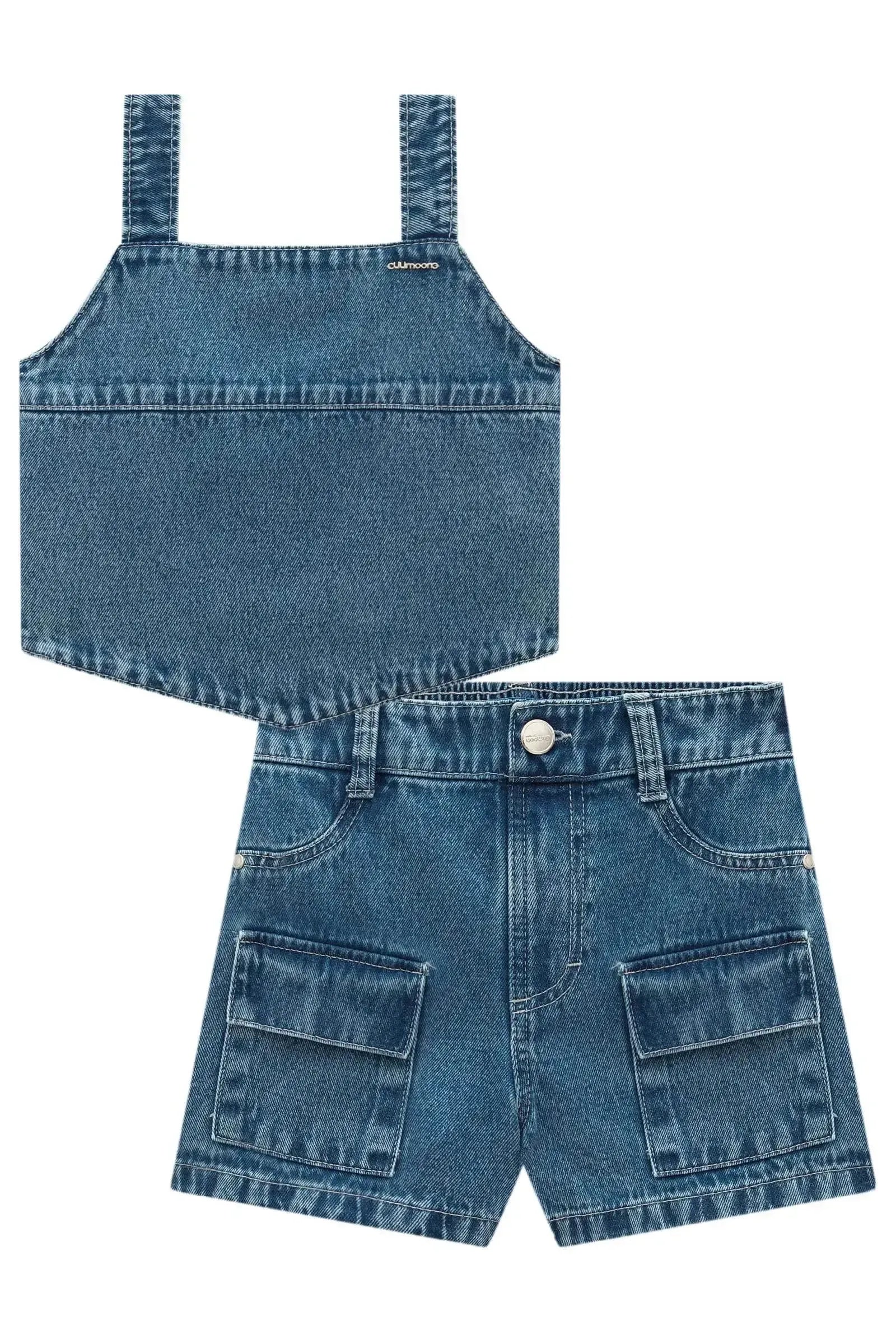 Conjunto de Regata e Shorts em Jeans Wishita 98996 Lilimoon Teen Menina