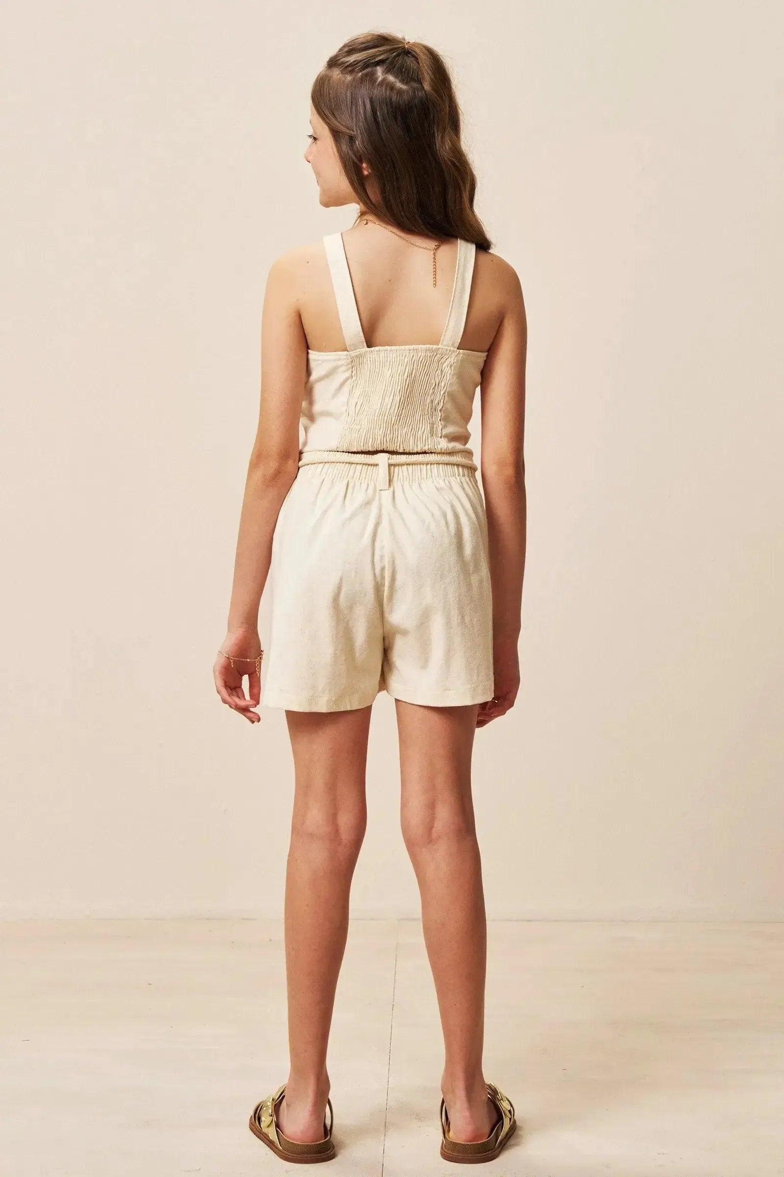 Conjunto de Regata e Shorts em Linho com Elastano 94417 Vic&Vicky Teen Menina