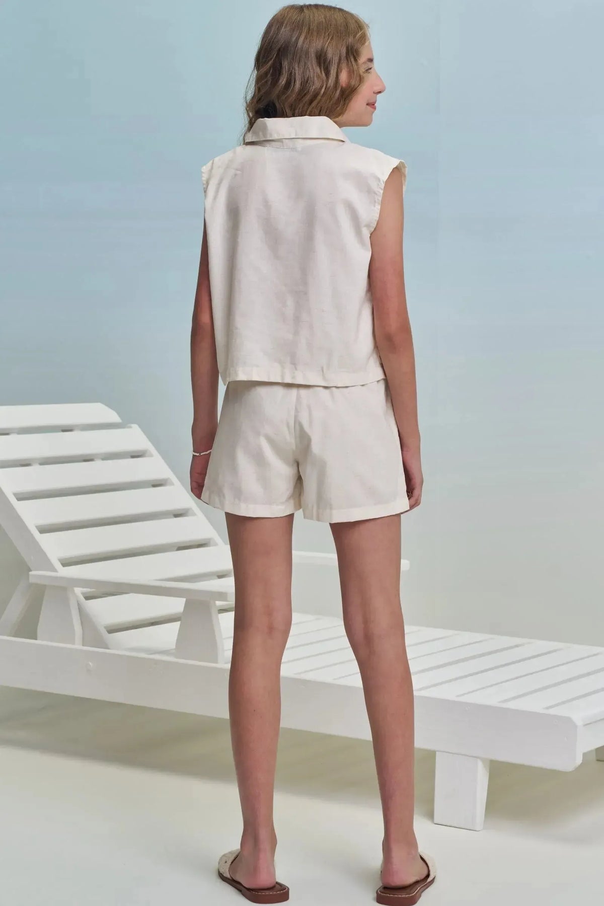 Conjunto de Regata e Shorts em Linho Deluxe 99332 Lilimoon Teen Menina