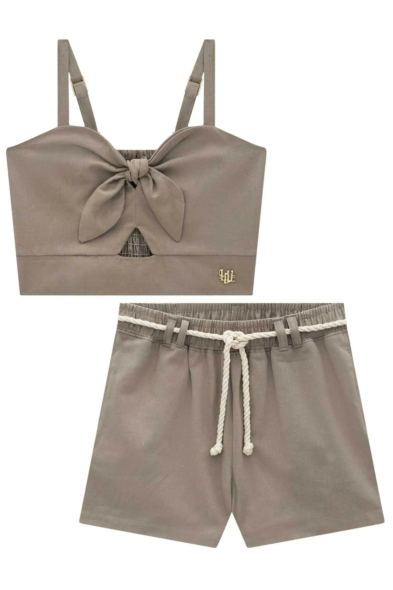 Conjunto de Regata e Shorts em Linho Santorine 92606 Lilimoon Teen Menina