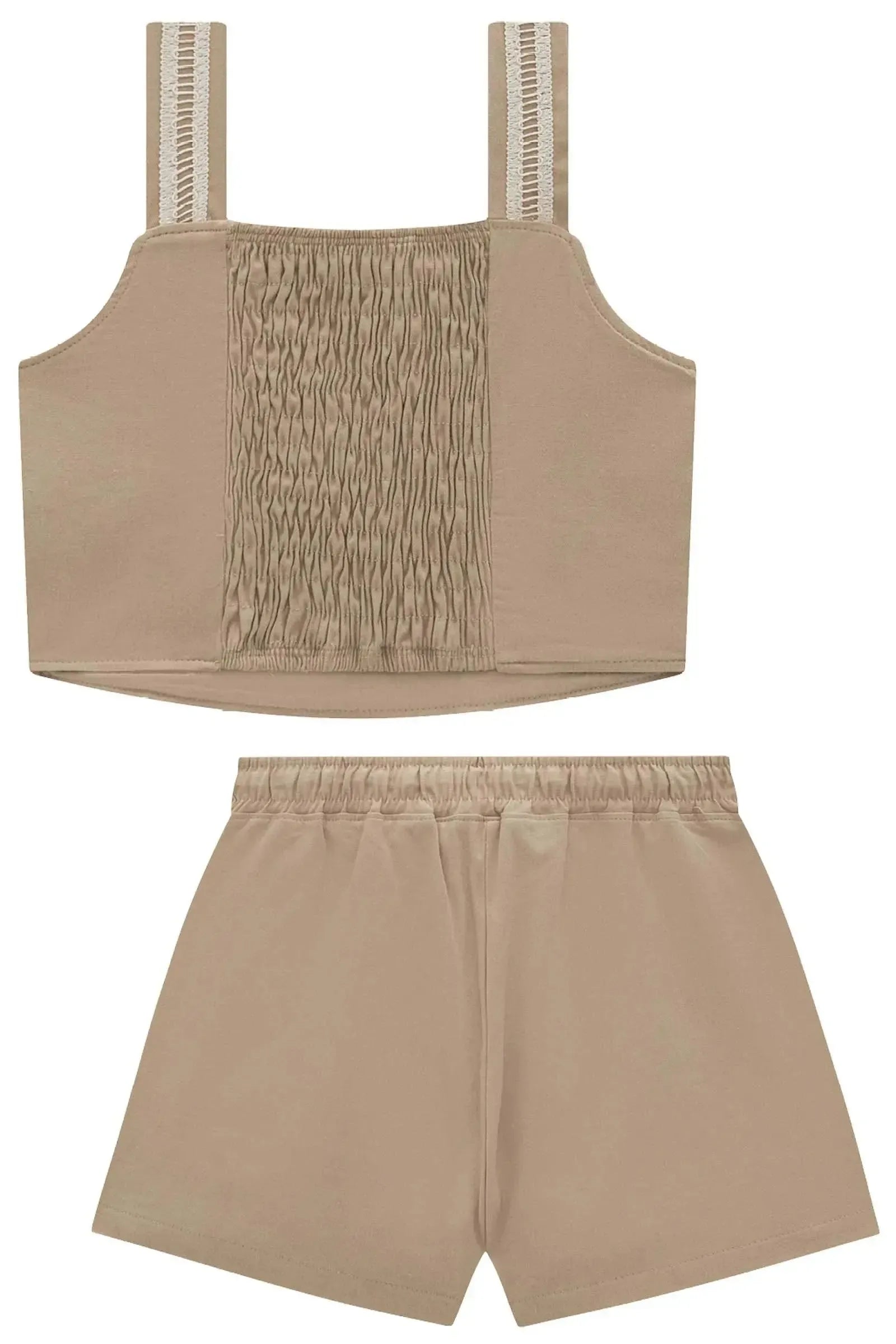 Conjunto de Regata e Shorts em Sarja com Elastano 94965 Vic&Vicky Teen Menina