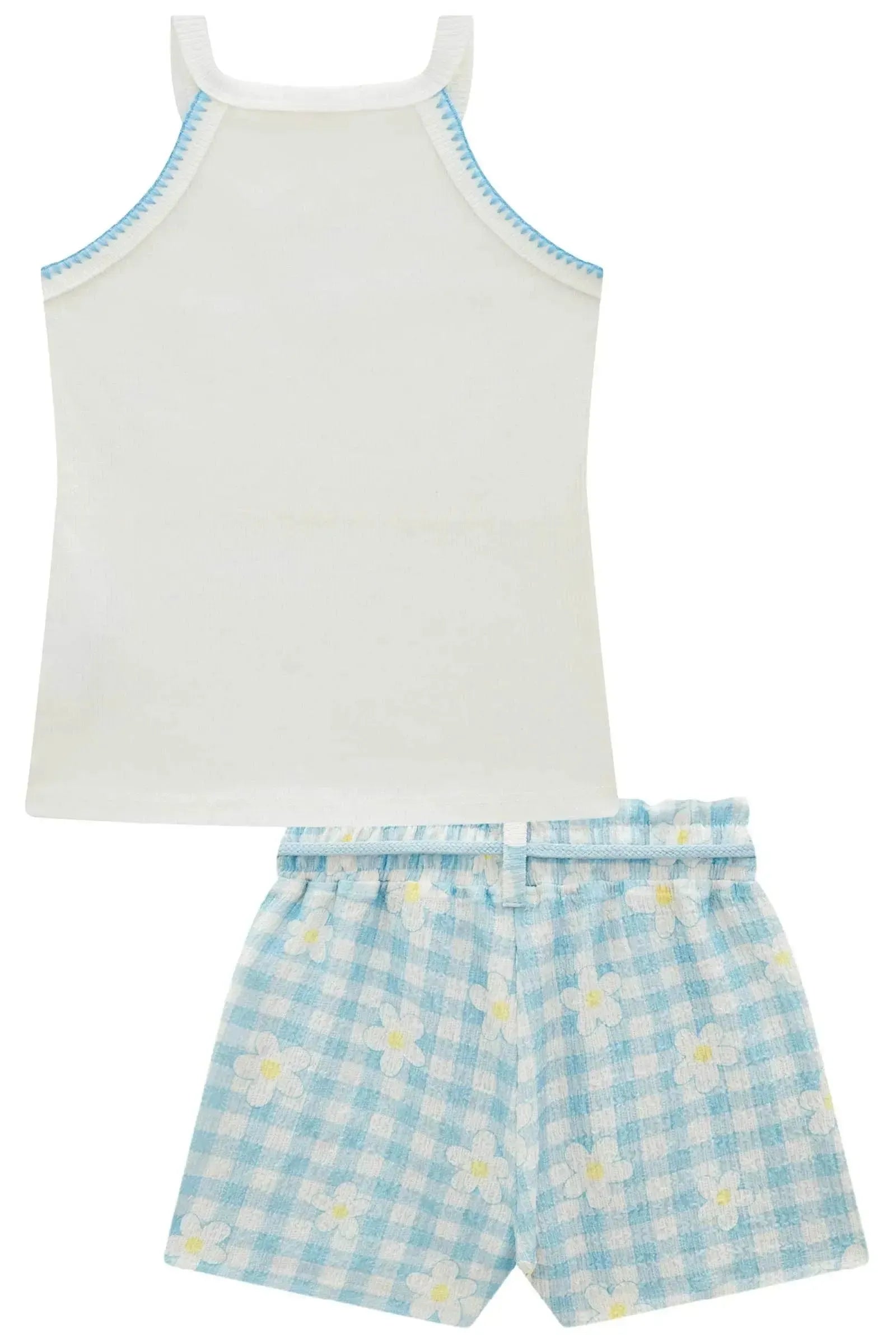 Conjunto de Regata em Canelado e Shorts em Malha Textura 98456 Kukiê Infantil Menina