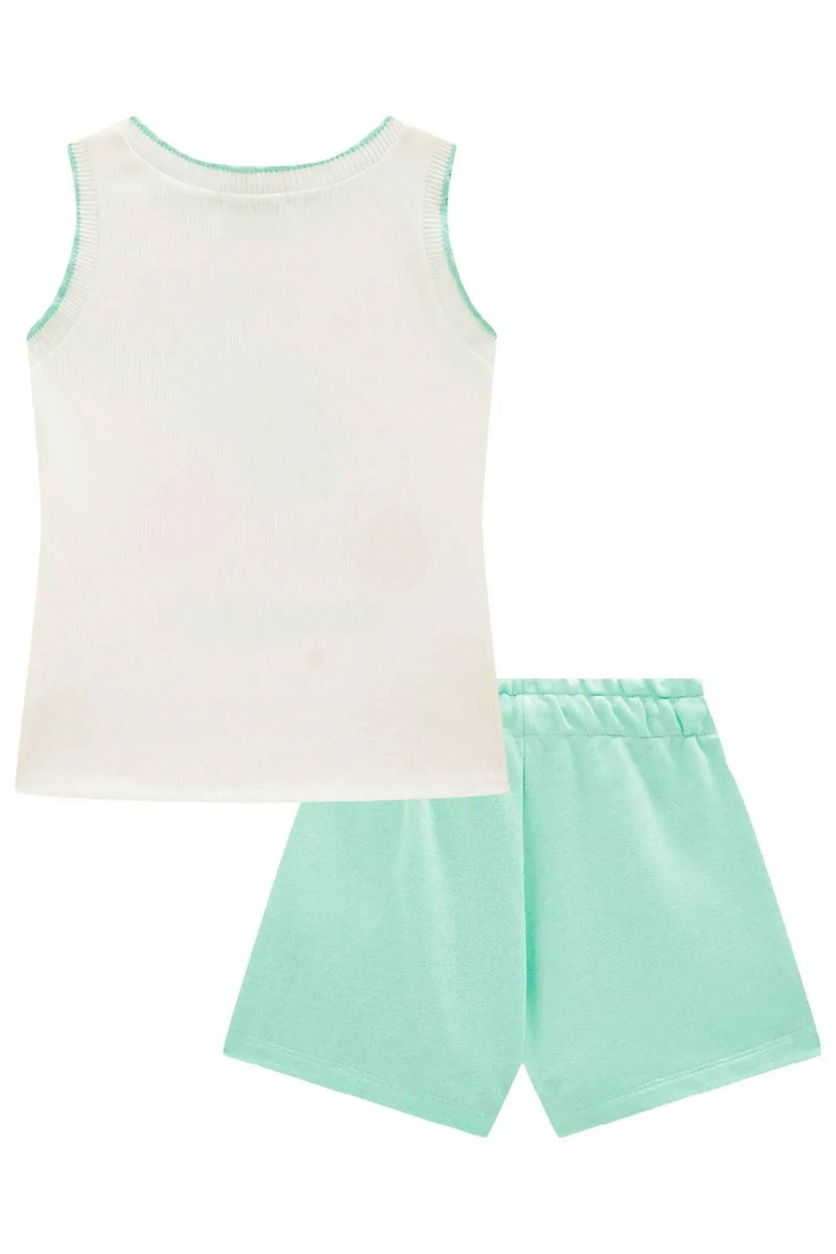 Conjunto de Regata em Canelado e Shorts em Moletom sem Pelúcia 96320 Infanti Infantil Menina
