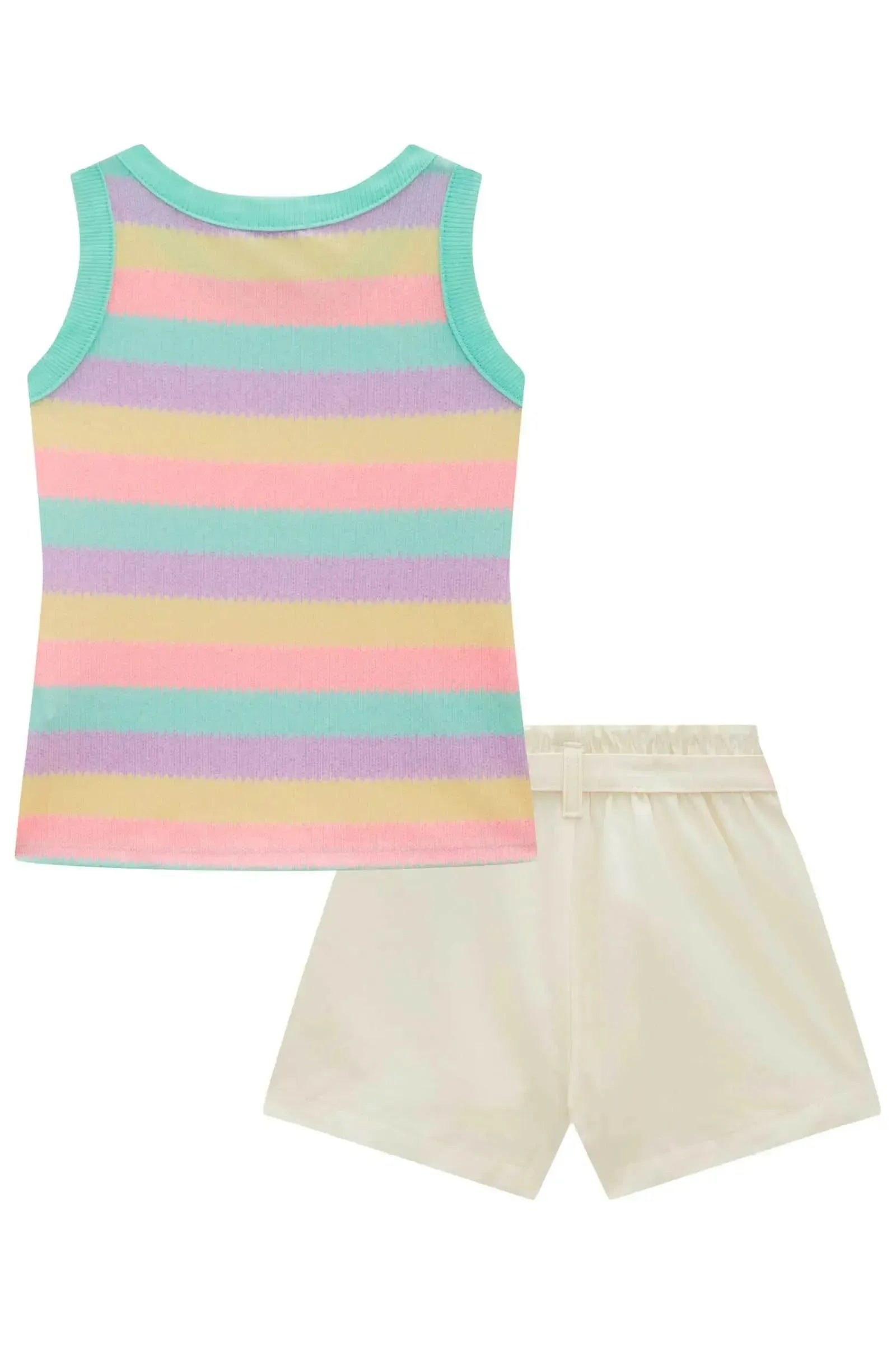 Conjunto de Regata em Canelado e Shorts em Sarja com Elastano 98321 Infanti Infantil Menina