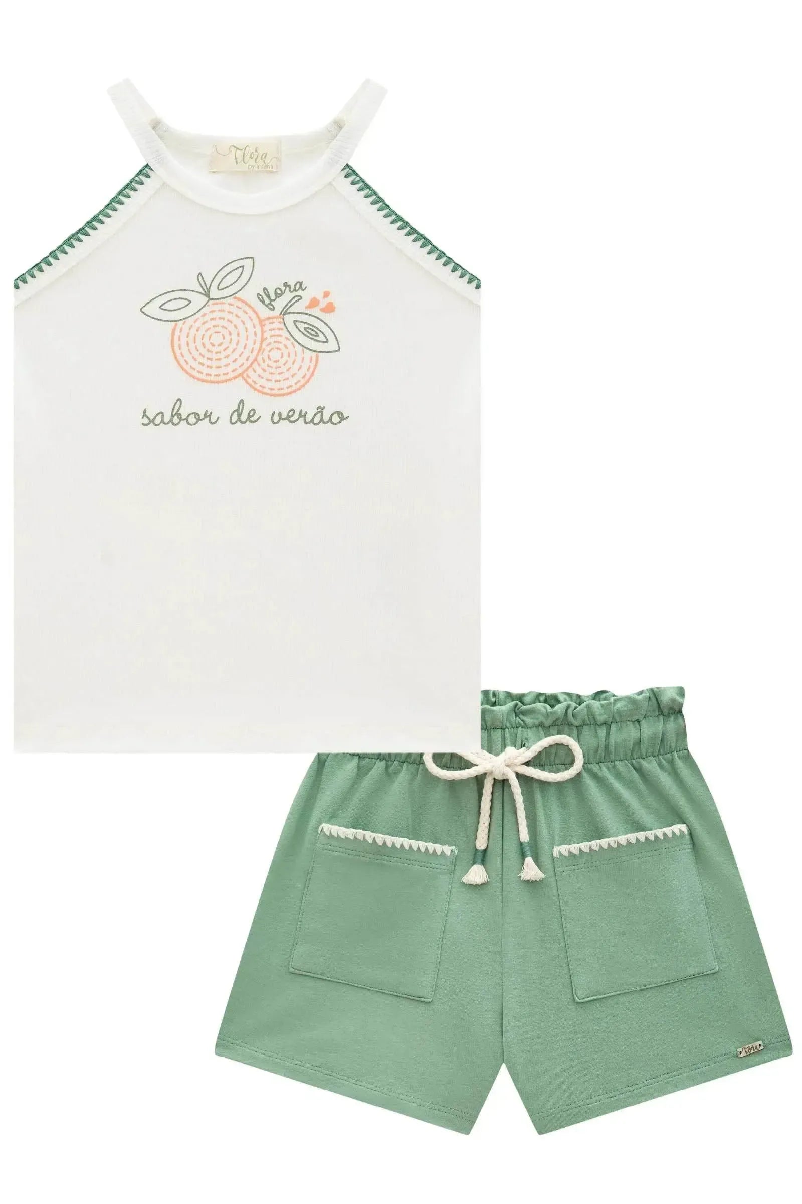 Conjunto de Regata em Canelado Liz com Shorts em Molevisco 96413 Infanti Infantil Menina