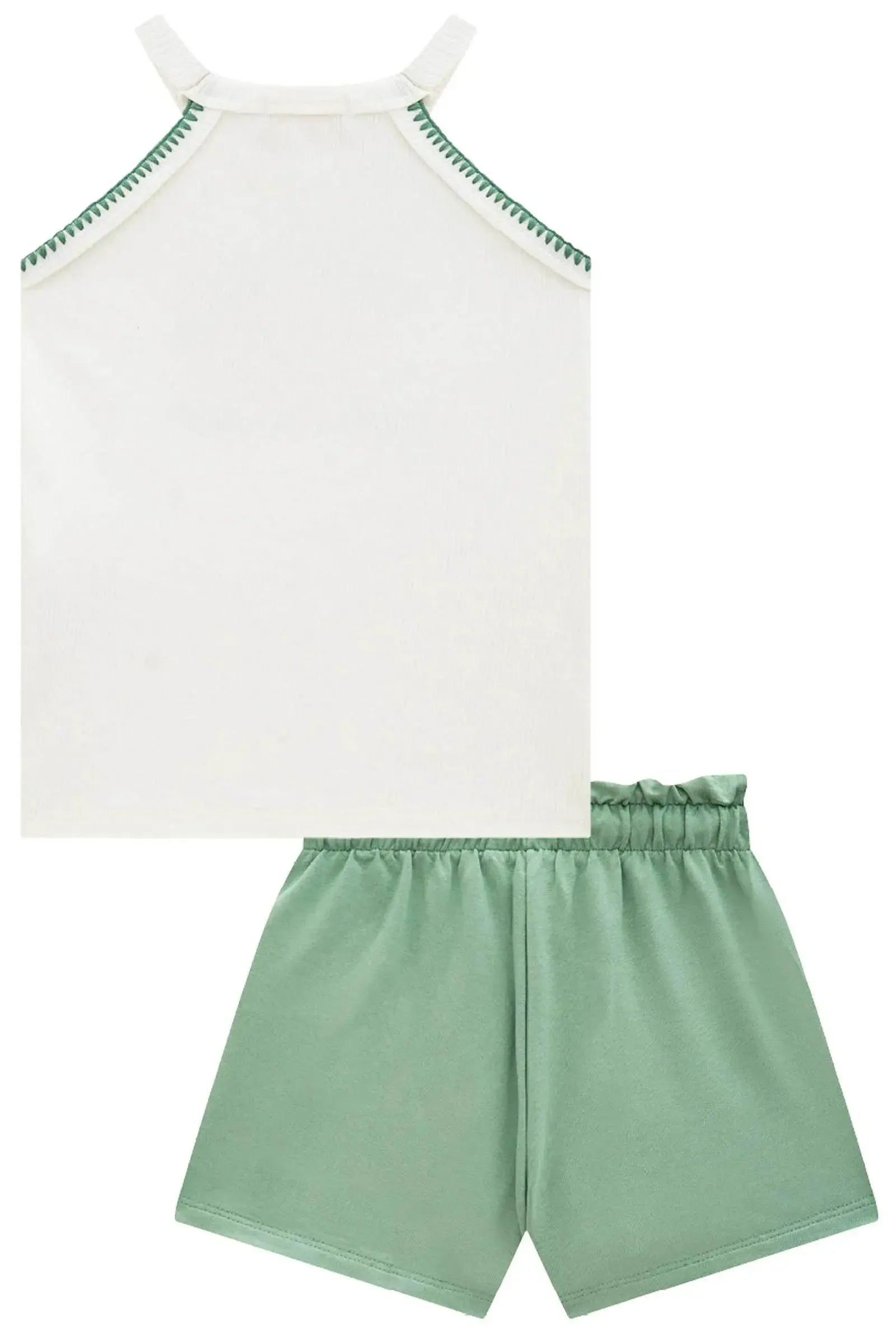 Conjunto de Regata em Canelado Liz com Shorts em Molevisco 96413 Infanti Infantil Menina